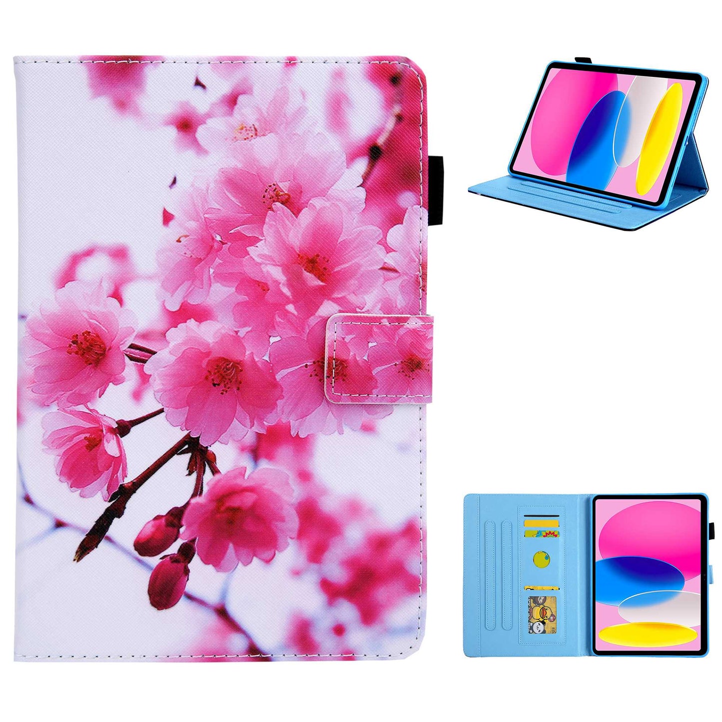 For iPad 10.9 (2022) / iPad 10th Gen Cross Texture Pattern Printing Tablet Case Card Holder PU Leather Full Protection Stand Cover