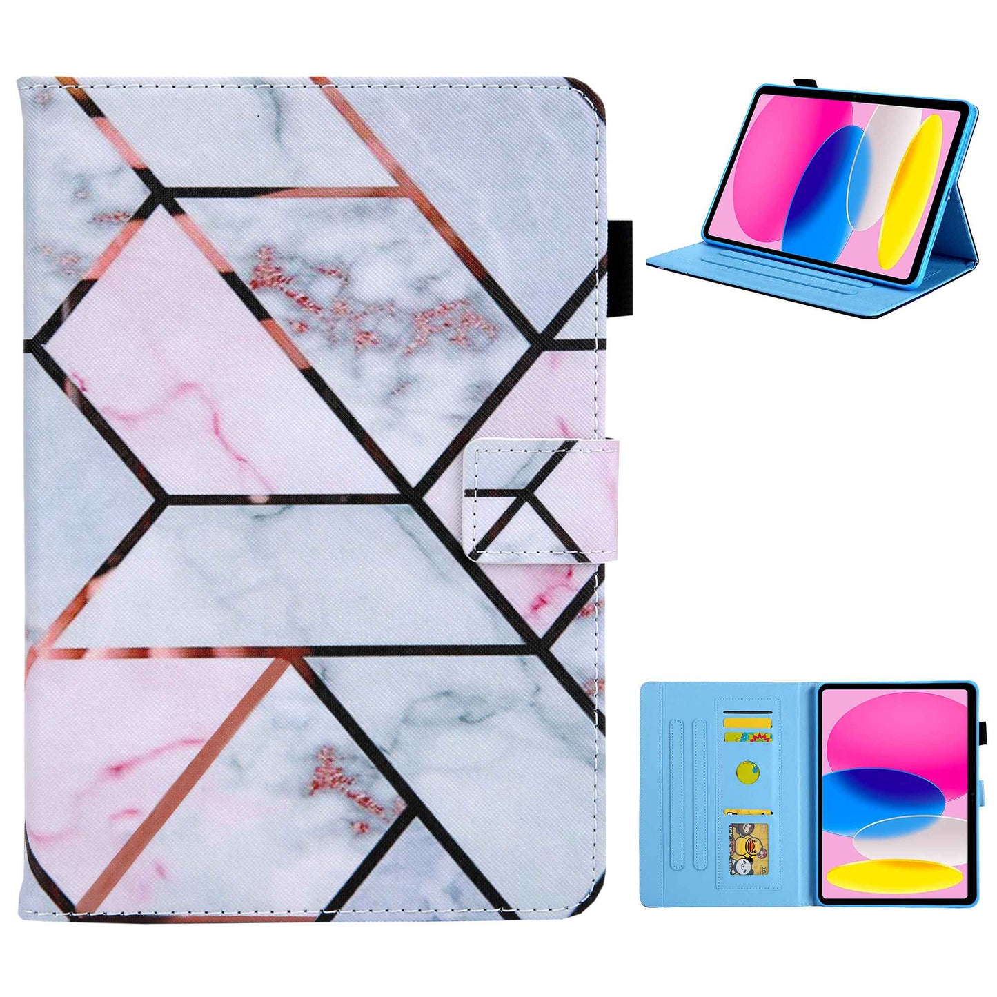 For iPad 10.9 (2022) / iPad 10th Gen Cross Texture Pattern Printing Tablet Case Card Holder PU Leather Full Protection Stand Cover