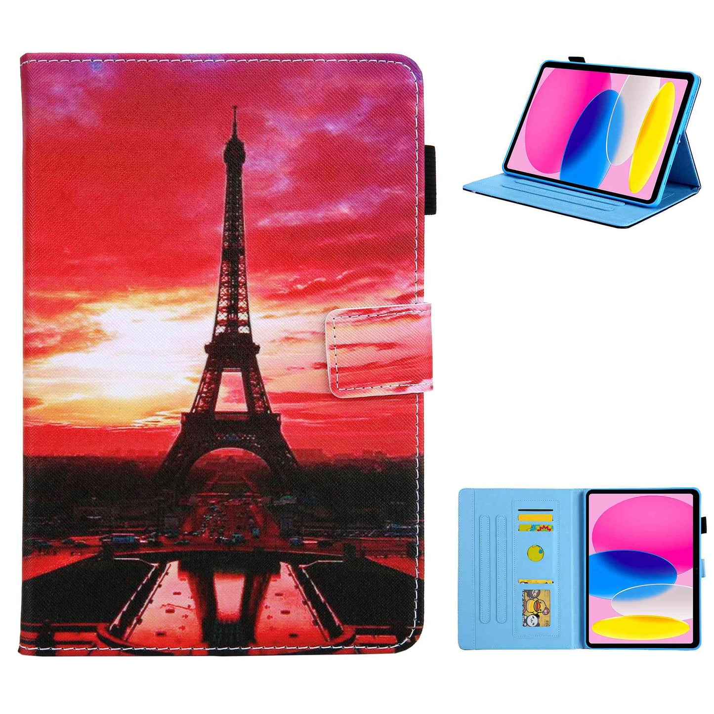 For iPad 10.9 (2022) / iPad 10th Gen Cross Texture Pattern Printing Tablet Case Card Holder PU Leather Full Protection Stand Cover