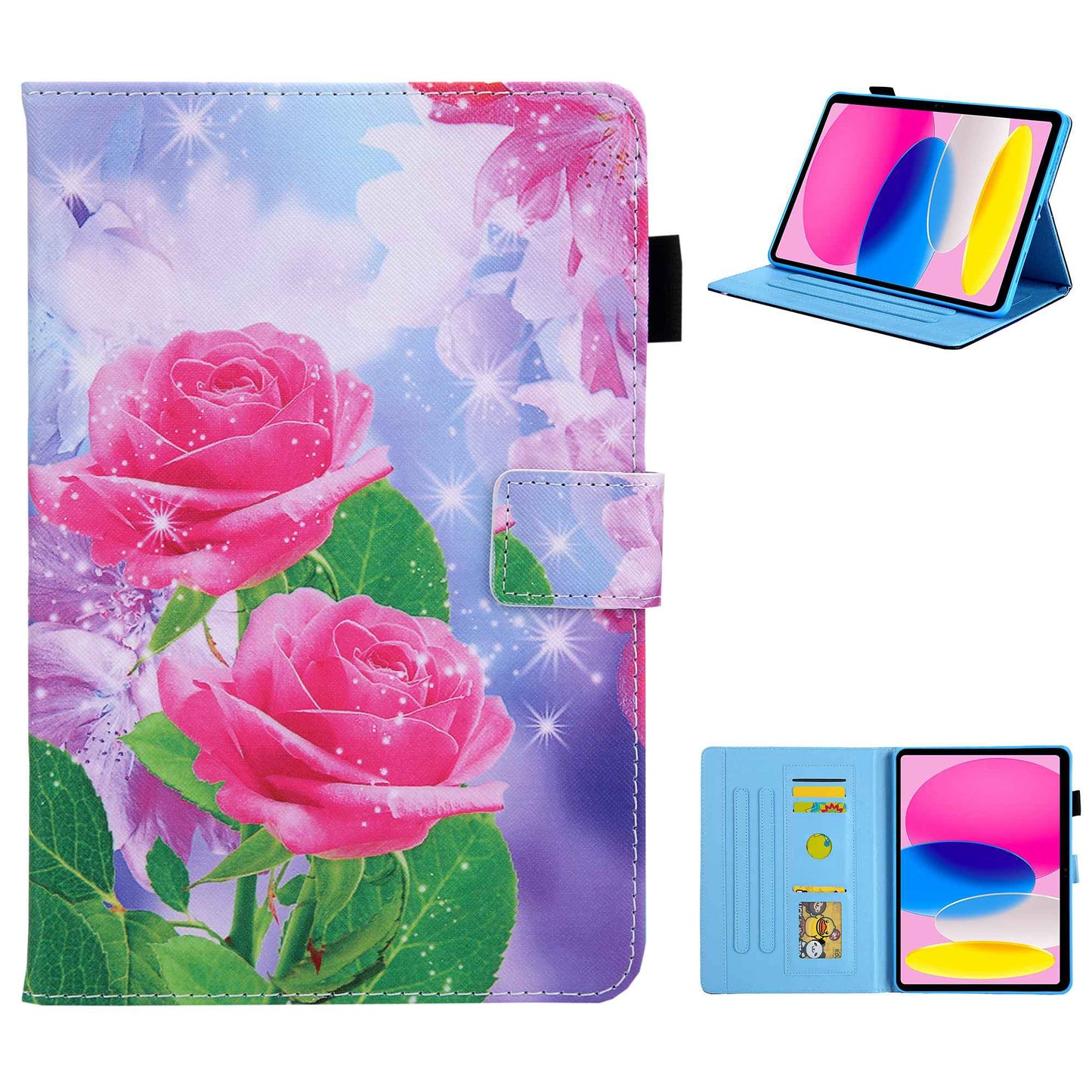For iPad 10.9 (2022) / iPad 10th Gen Cross Texture Pattern Printing Tablet Case Card Holder PU Leather Full Protection Stand Cover