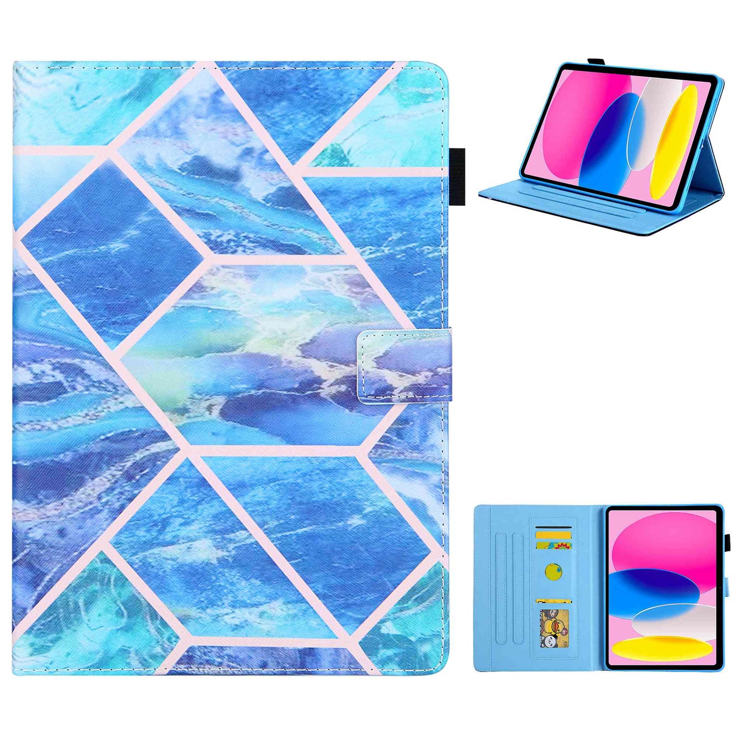 For iPad 10.9 (2022) / iPad 10th Gen Cross Texture Pattern Printing Tablet Case Card Holder PU Leather Full Protection Stand Cover