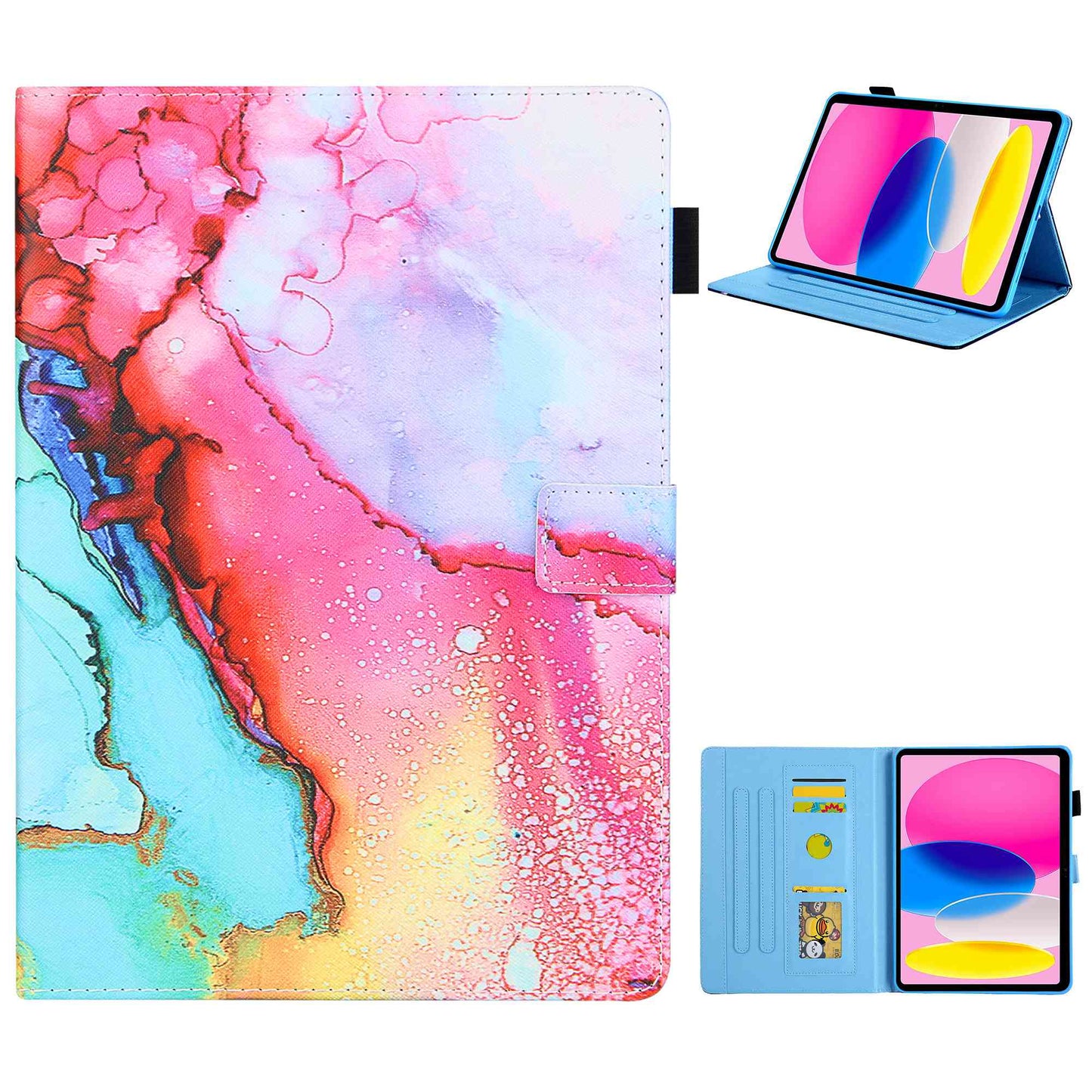For iPad 10.9 (2022) / iPad 10th Gen Cross Texture Pattern Printing Tablet Case Card Holder PU Leather Full Protection Stand Cover