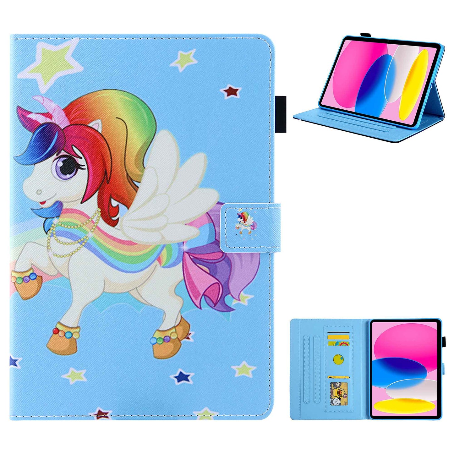 For iPad 10.9 (2022) / iPad 10th Gen Pattern Printing Stand Tablet Case Cross Texture PU Leather Card Holder Anti-drop Cover with Pen Loop Holder