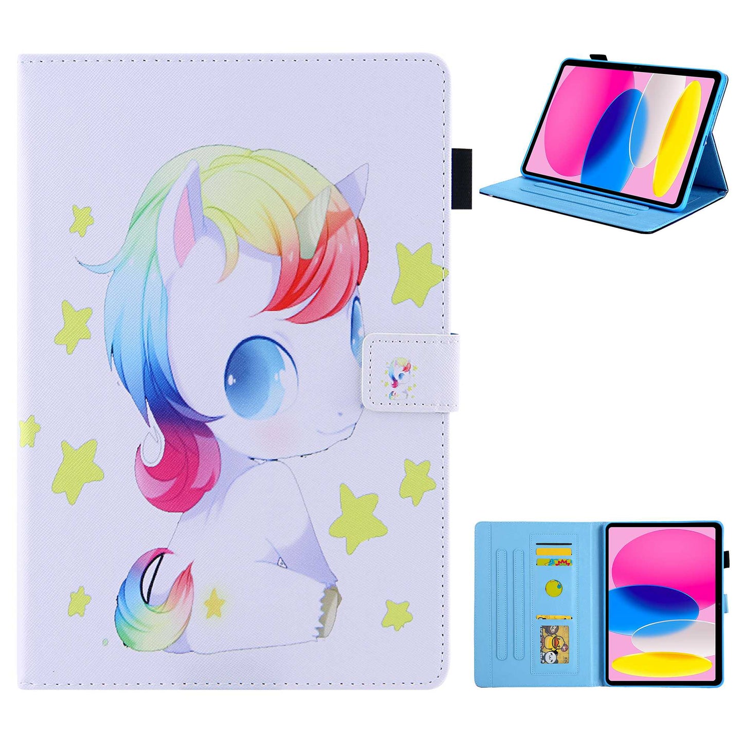 For iPad 10.9 (2022) / iPad 10th Gen Pattern Printing Stand Tablet Case Cross Texture PU Leather Card Holder Anti-drop Cover with Pen Loop Holder