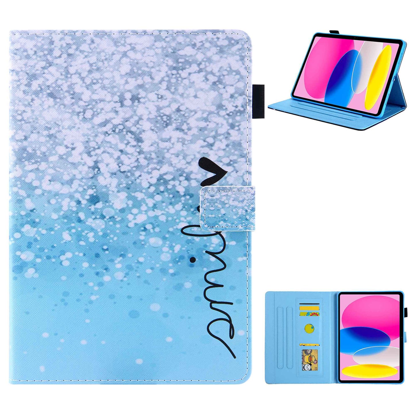 For iPad 10.9 (2022) / iPad 10th Gen Pattern Printing Stand Tablet Case Cross Texture PU Leather Card Holder Anti-drop Cover with Pen Loop Holder