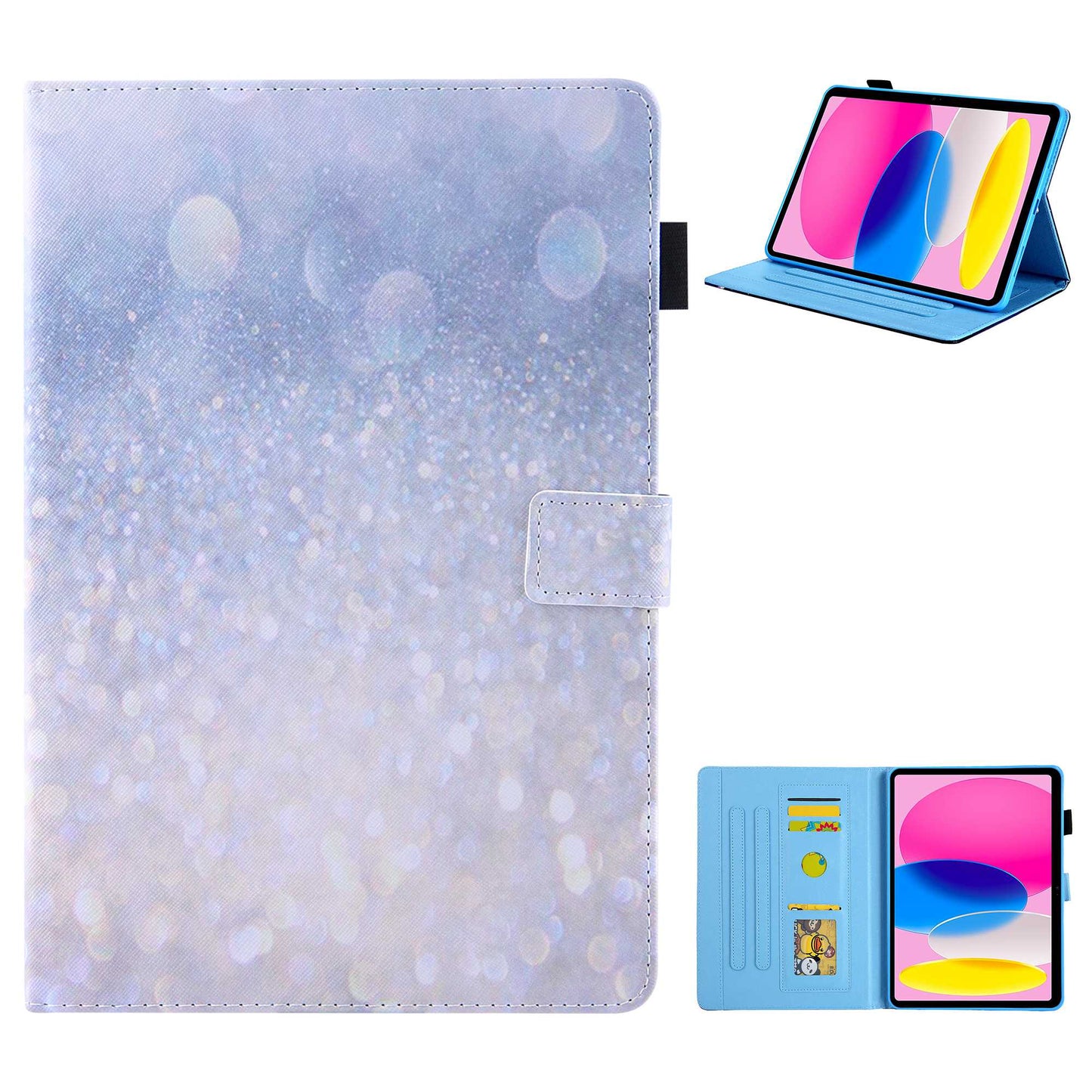 For iPad 10.9 (2022) / iPad 10th Gen Pattern Printing Stand Tablet Case Cross Texture PU Leather Card Holder Anti-drop Cover with Pen Loop Holder