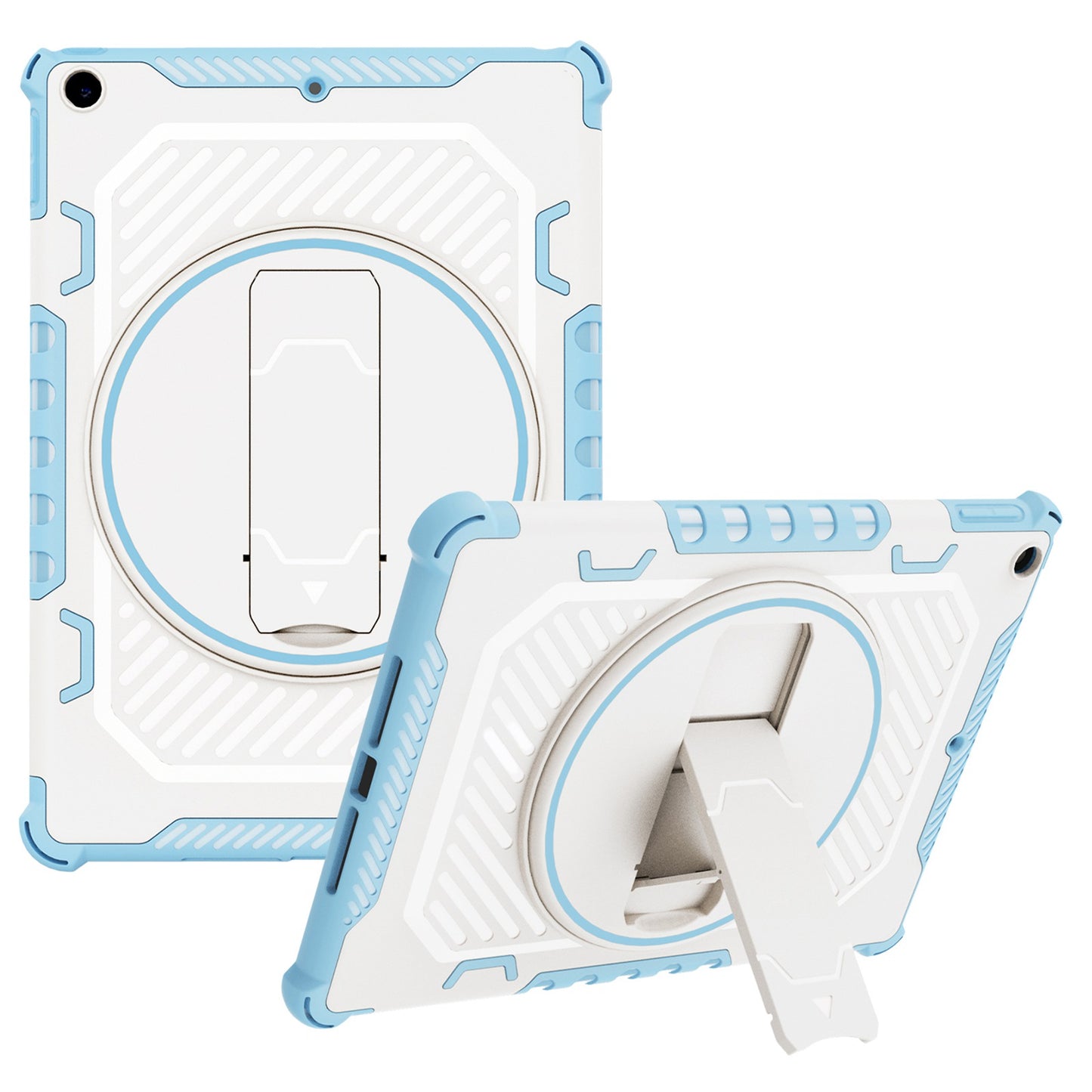For iPad 10.2 (2021) / (2019) / (2020) Type-B Helmet Tablet Protective Case PC + TPU Anti-drop Anti-scratch Cover with 360-Degree Swivel Kickstand