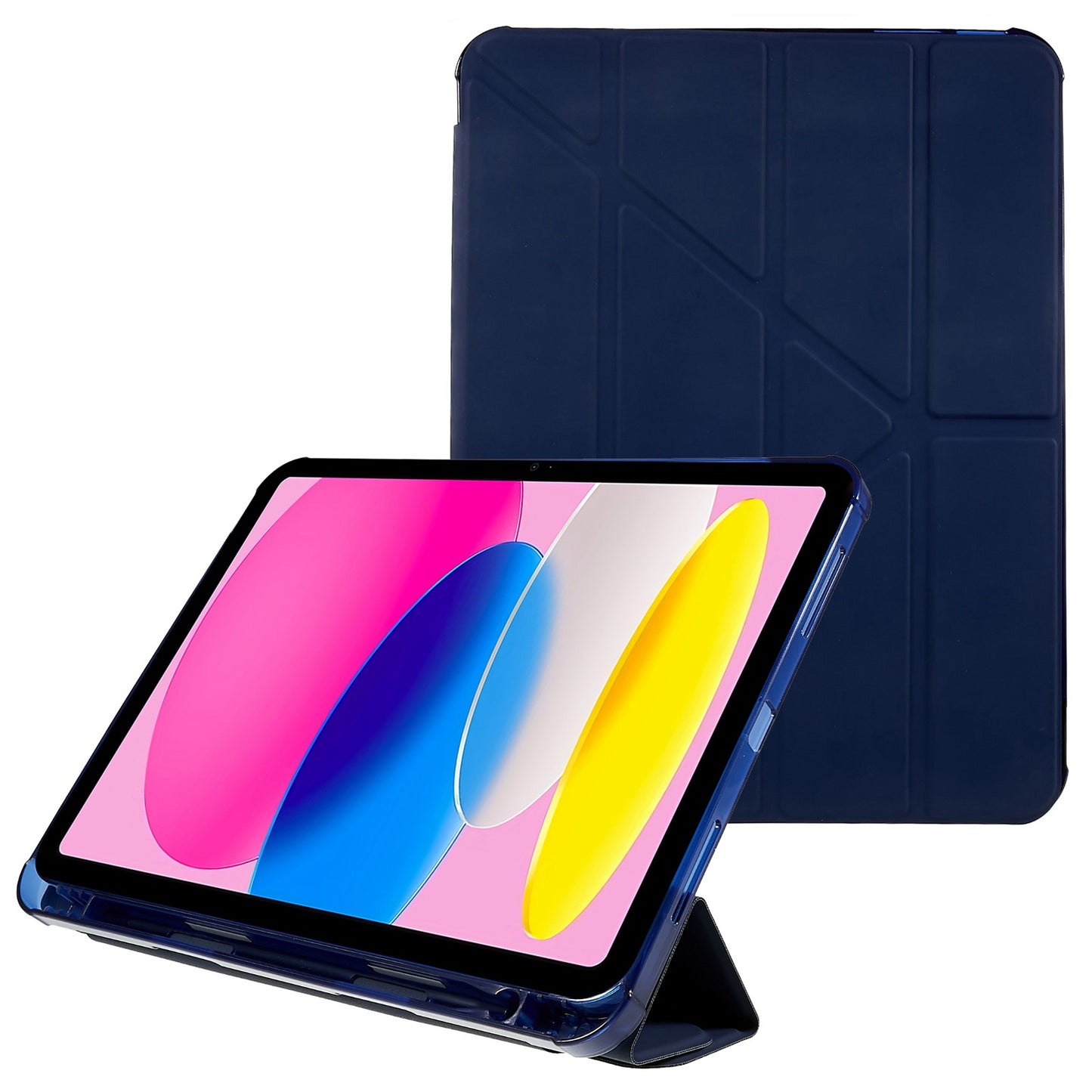 For iPad 10.9 (2022) / iPad 10th Gen Origami Stand Auto Wake / Sleep Cover PU Leather + TPU Tablet Case with Pencil Holder