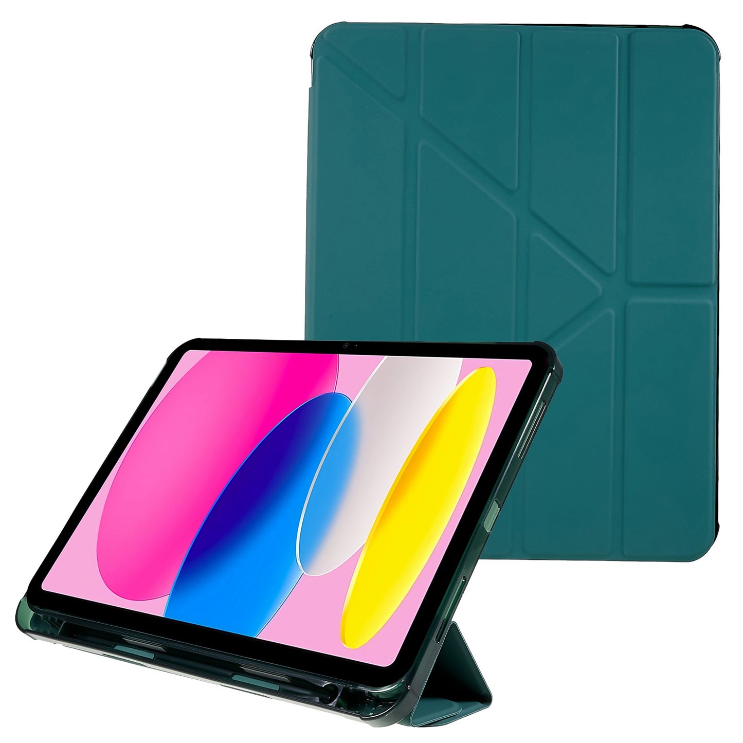 For iPad 10.9 (2022) / iPad 10th Gen Origami Stand Auto Wake / Sleep Cover PU Leather + TPU Tablet Case with Pencil Holder