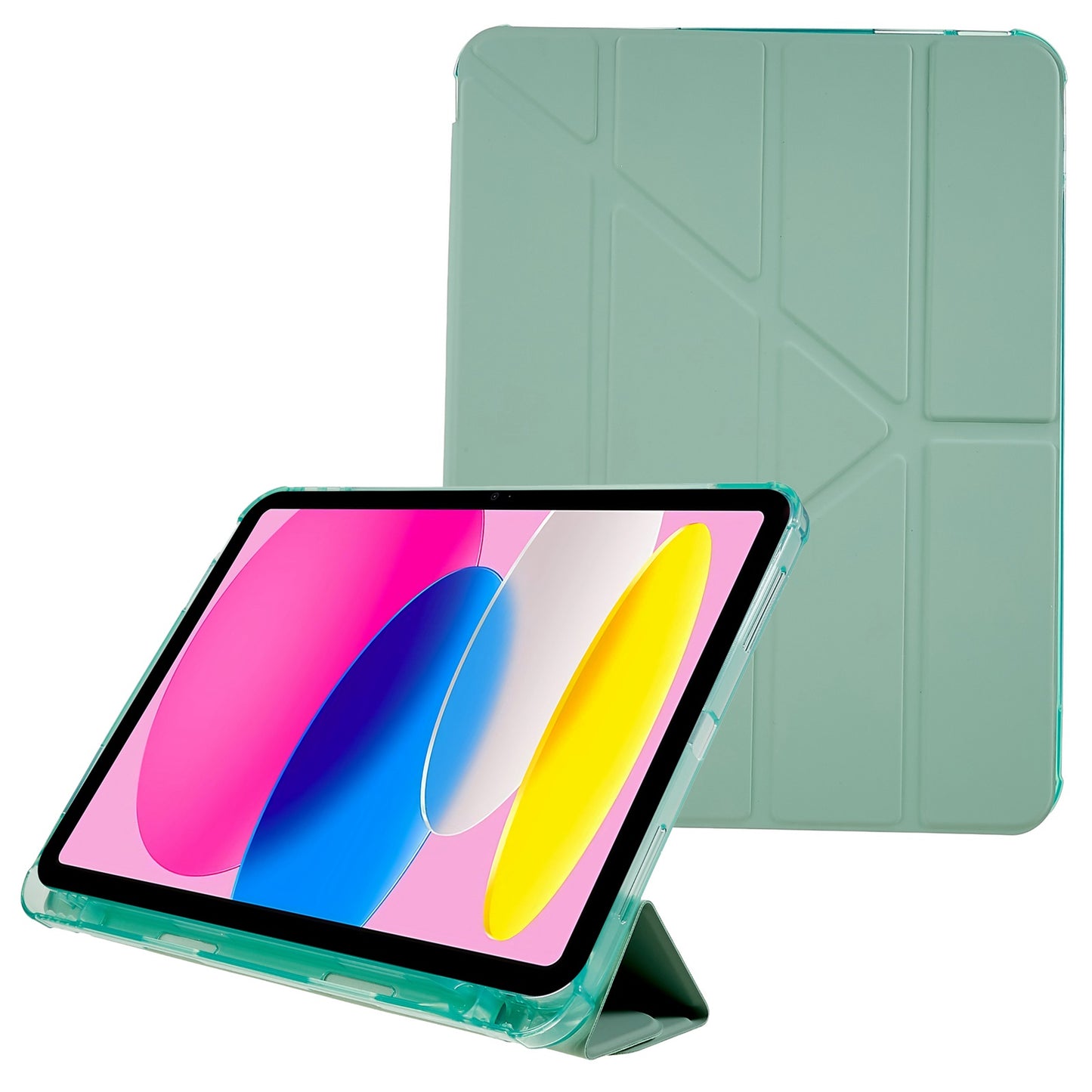 For iPad 10.9 (2022) / iPad 10th Gen Origami Stand Auto Wake / Sleep Cover PU Leather + TPU Tablet Case with Pencil Holder