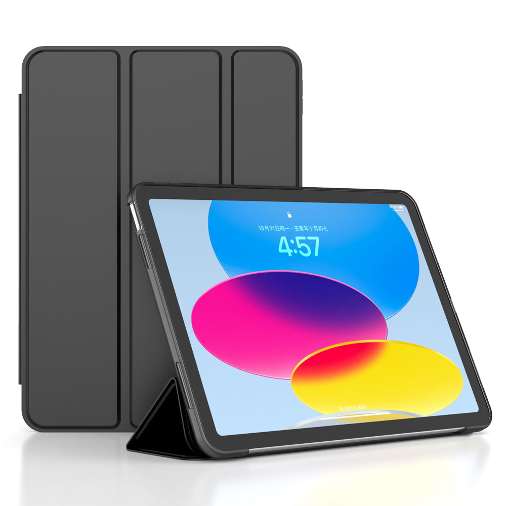 For iPad 10.9 (2022) / iPad 10th Gen Trifold Stand Tablet Case Auto Wake / Sleep PU Leather Soft TPU Magnetic Shockproof Cover
