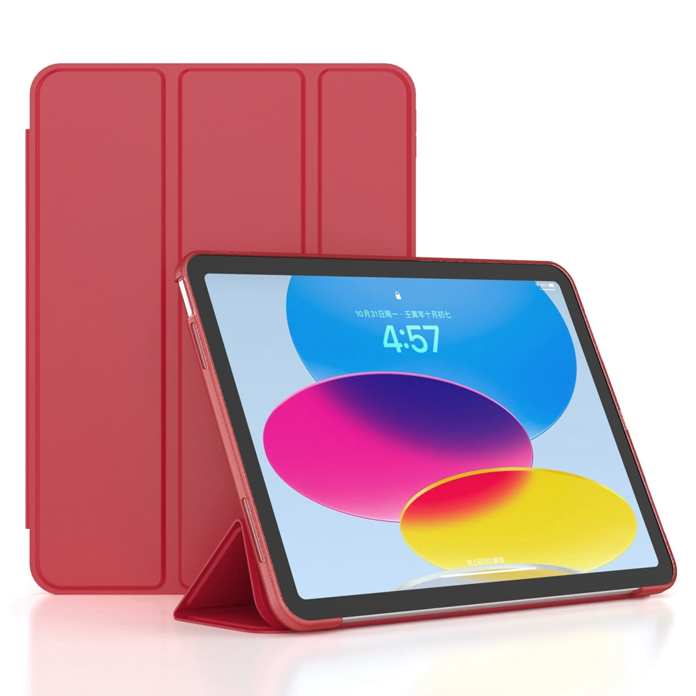 For iPad 10.9 (2022) / iPad 10th Gen Trifold Stand Tablet Case Auto Wake / Sleep PU Leather Soft TPU Magnetic Shockproof Cover