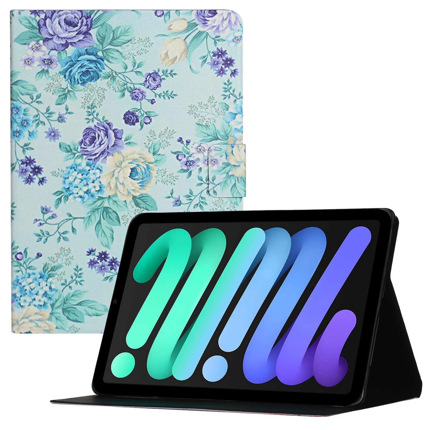 For iPad 10.9 (2022) Stand Card Holder Pattern Printing Tablet Cover PU Leather Auto Wake / Sleep Anti-drop Case