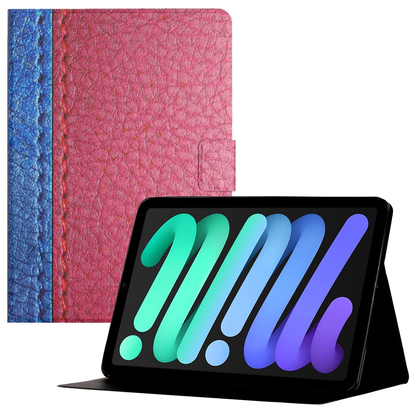 For iPad 10.9 (2022) / iPad 10th Gen PU Leather Bi-color Splicing Tablet Case Folding Stand Cover Auto Wake / Sleep Smart Case with Card Holder
