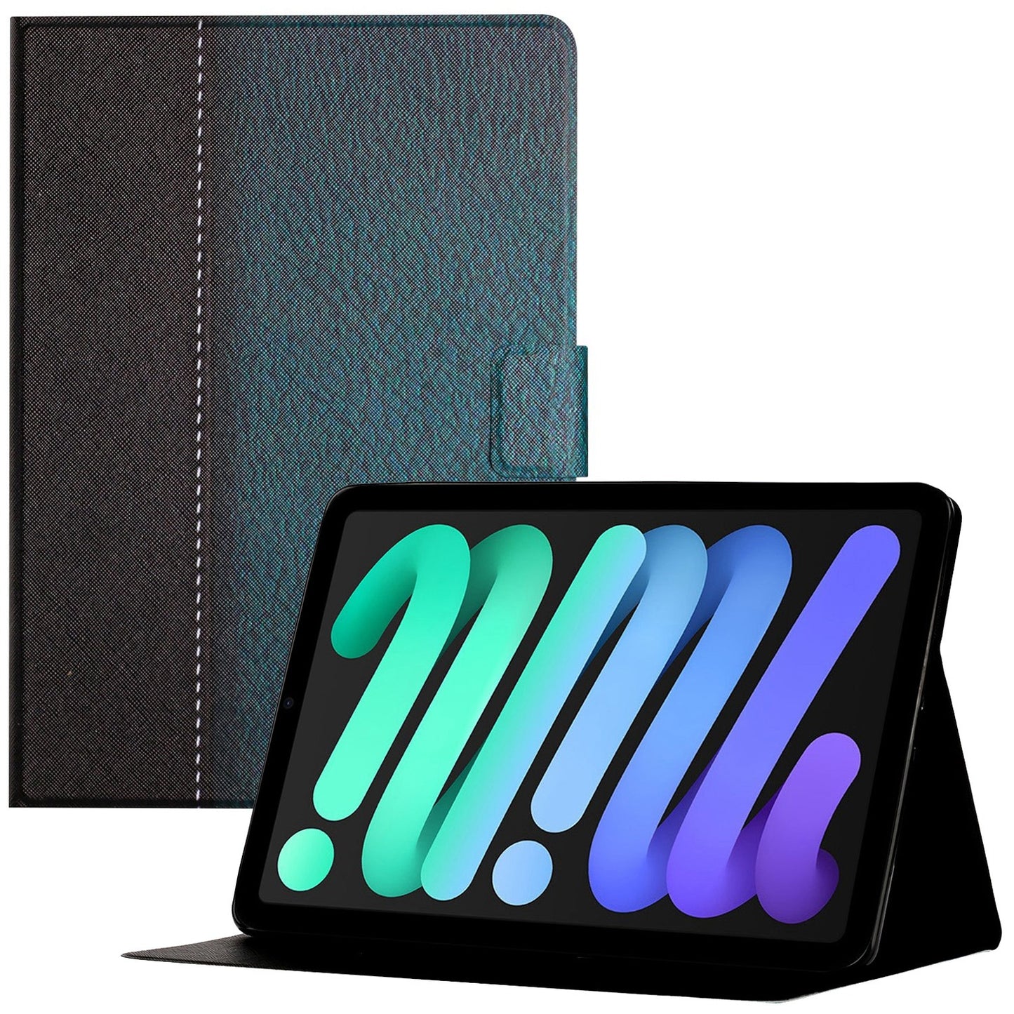 For iPad 10.9 (2022) / iPad 10th Gen PU Leather Bi-color Splicing Tablet Case Folding Stand Cover Auto Wake / Sleep Smart Case with Card Holder