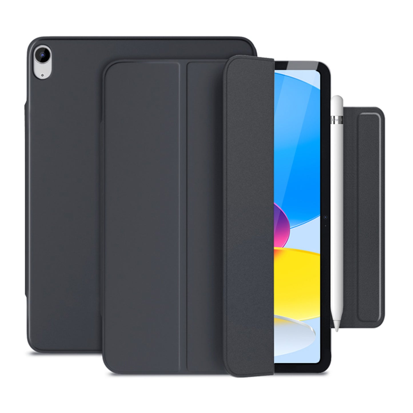 For iPad 10.9 (2022) Shockproof Tri-fold Double-Side Magnetic Leather Tablet Case Stand Auto Wake / Sleep Tablet Cover with Magnetic Clasp