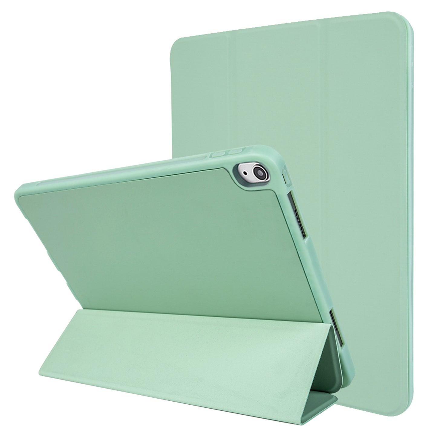 For iPad 10.9 (2022) Drop-proof Tri-fold Tablet Cover Stand Microfiber Leather + TPU + Silicone Tablet Case