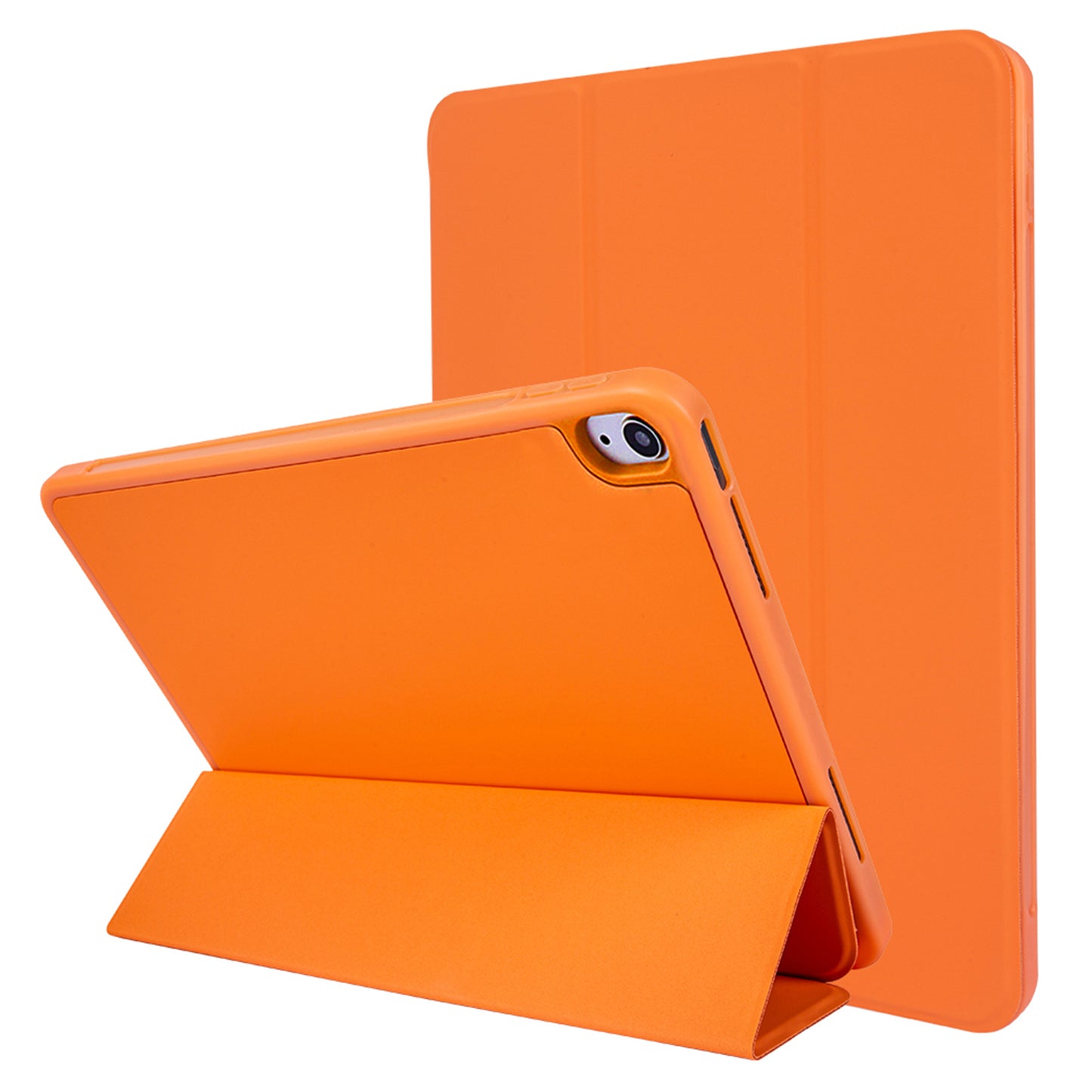For iPad 10.9 (2022) Drop-proof Tri-fold Tablet Cover Stand Microfiber Leather + TPU + Silicone Tablet Case