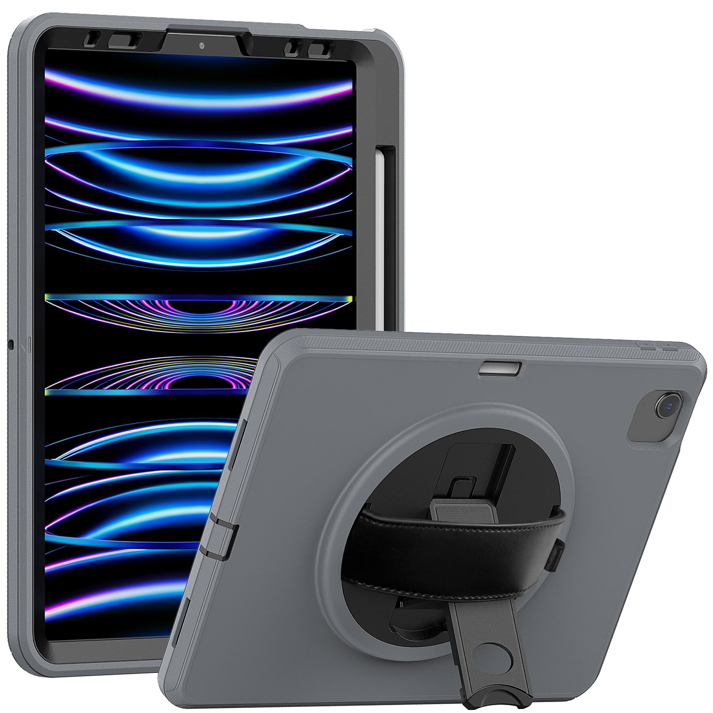 For iPad Pro 11-inch (2018) / (2020) / (2021) / (2022) / Air (2020) / (2022) Protective Case Anti-Drop Tablet Cover Hard PC TPU Shockproof Kickstand Case with Handle Strap / Pen Slot