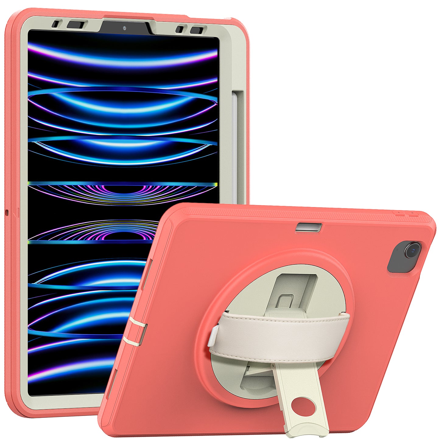 For iPad Pro 11-inch (2018) / (2020) / (2021) / (2022) / Air (2020) / (2022) Protective Case Anti-Drop Tablet Cover Hard PC TPU Shockproof Kickstand Case with Handle Strap / Pen Slot
