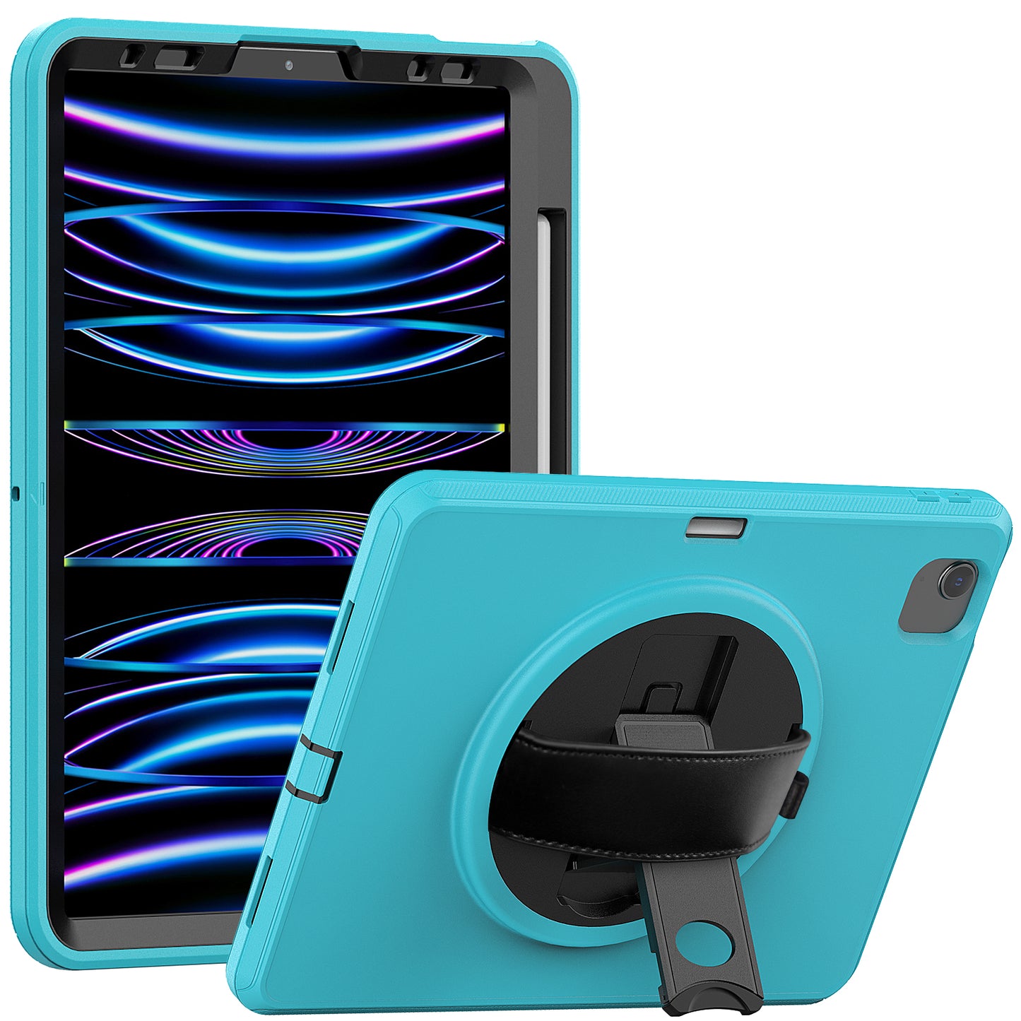 For iPad Pro 11-inch (2018) / (2020) / (2021) / (2022) / Air (2020) / (2022) Protective Case Anti-Drop Tablet Cover Hard PC TPU Shockproof Kickstand Case with Handle Strap / Pen Slot