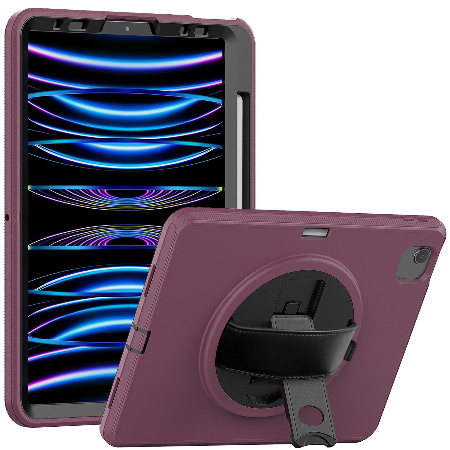 For iPad Pro 11-inch (2018) / (2020) / (2021) / (2022) / Air (2020) / (2022) Protective Case Anti-Drop Tablet Cover Hard PC TPU Shockproof Kickstand Case with Handle Strap / Pen Slot