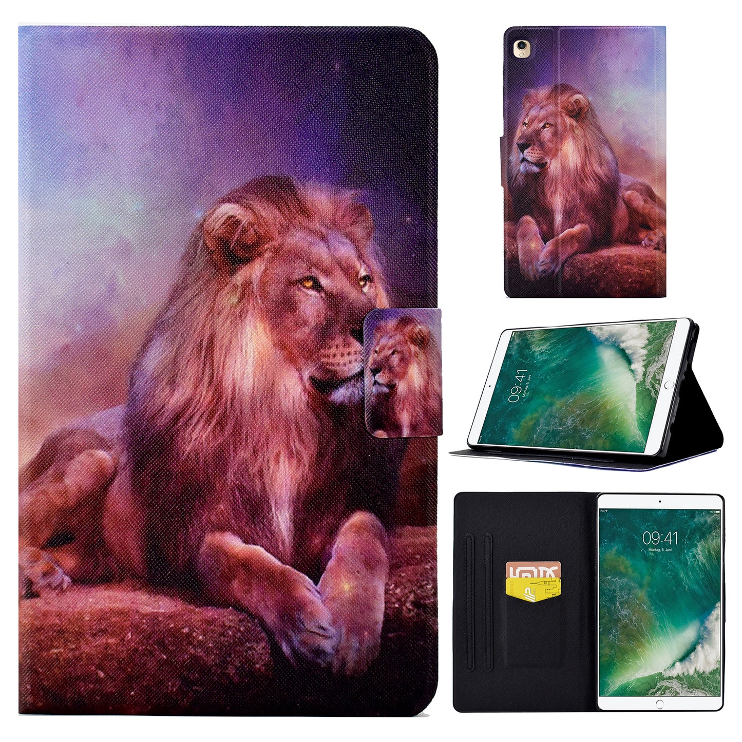 For iPad 10.2 (2021) / (2020) / (2019) / iPad Pro 10.5-inch (2017) Adjustable Stand Auto Wake / Sleep Tablet Case Pattern Printing PU Leather Card Slot Protective Cover