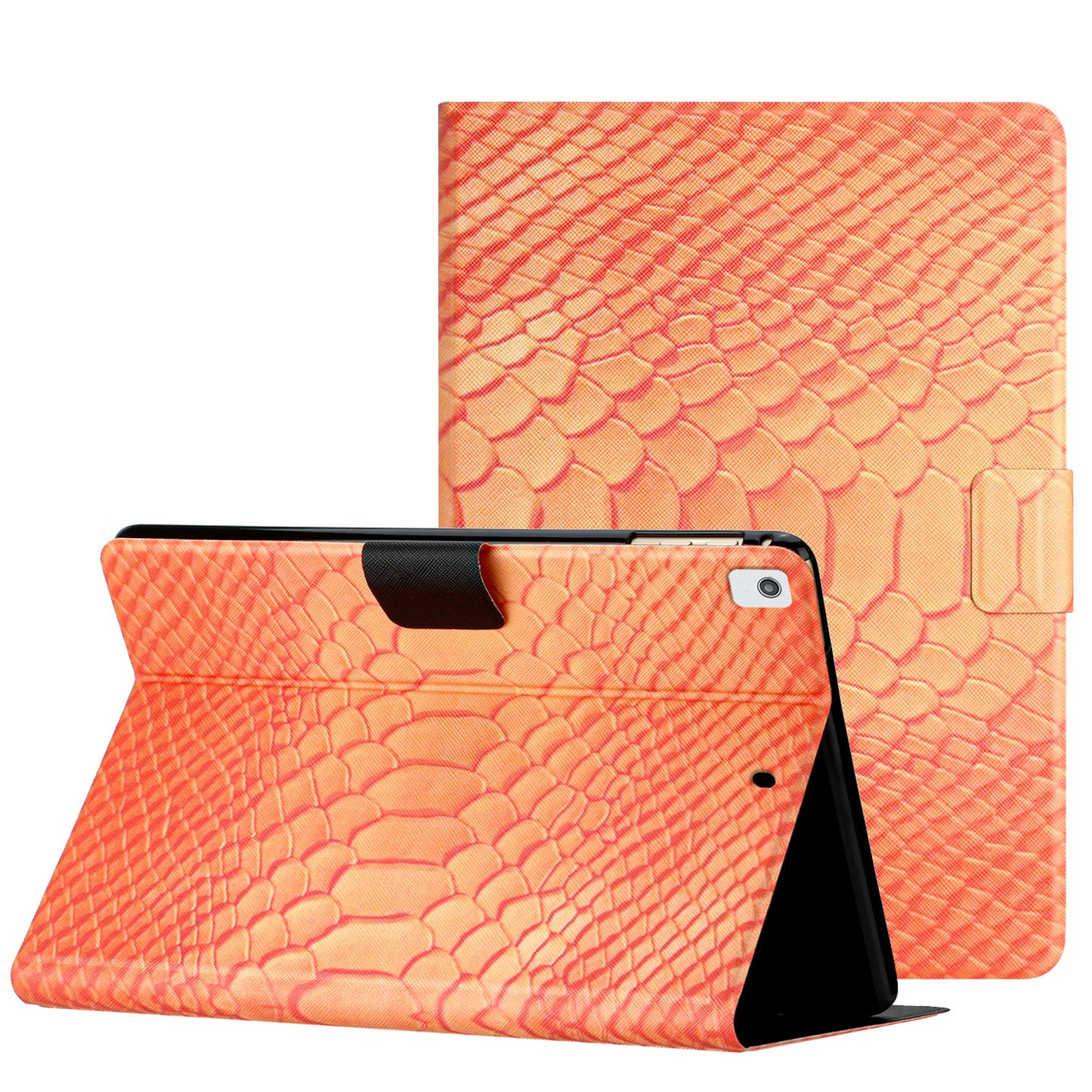 For iPad 10.2 (2021) / (2020) / (2019) Printed Crocodile Pattern PU Leather Tablet Case Folding Stand Card Holder Smart Cover Protector