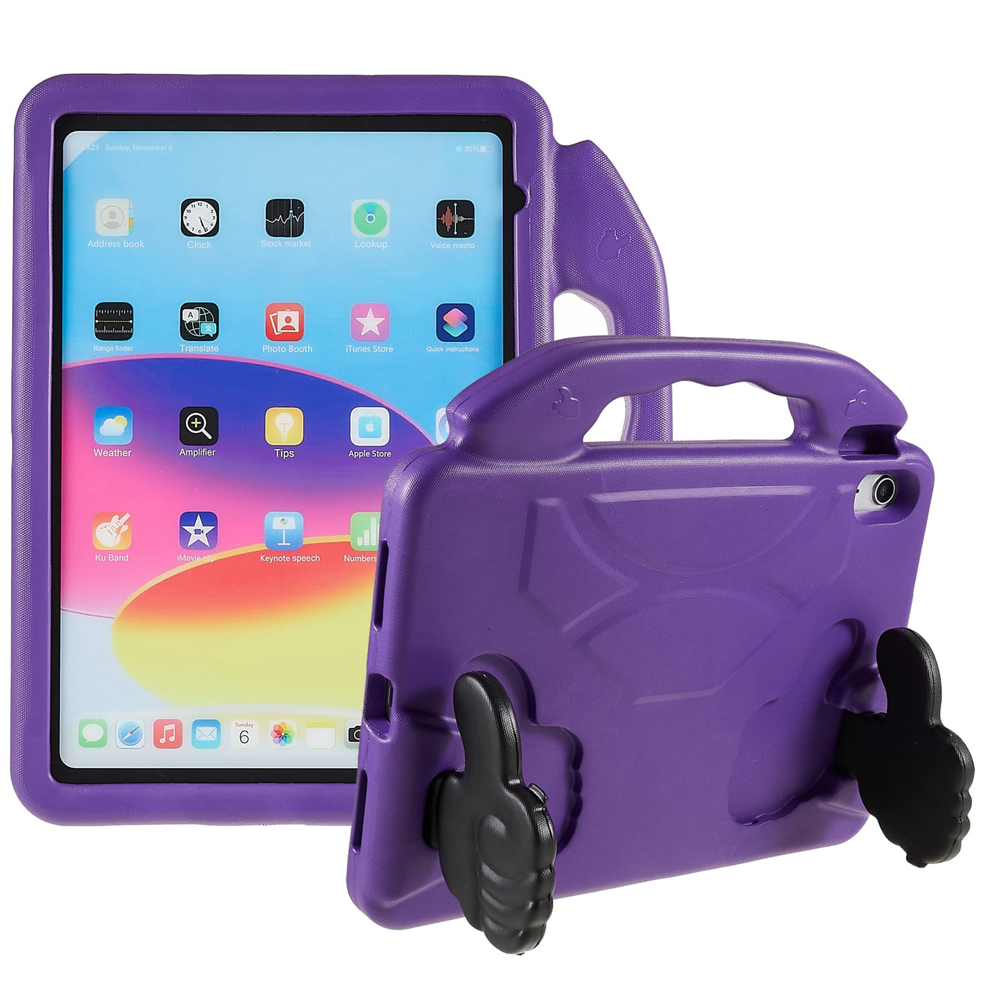 For iPad 10.9 (2022) Foldable Thumb Kickstand EVA Tablet Case Fall Protection Cover with Handle