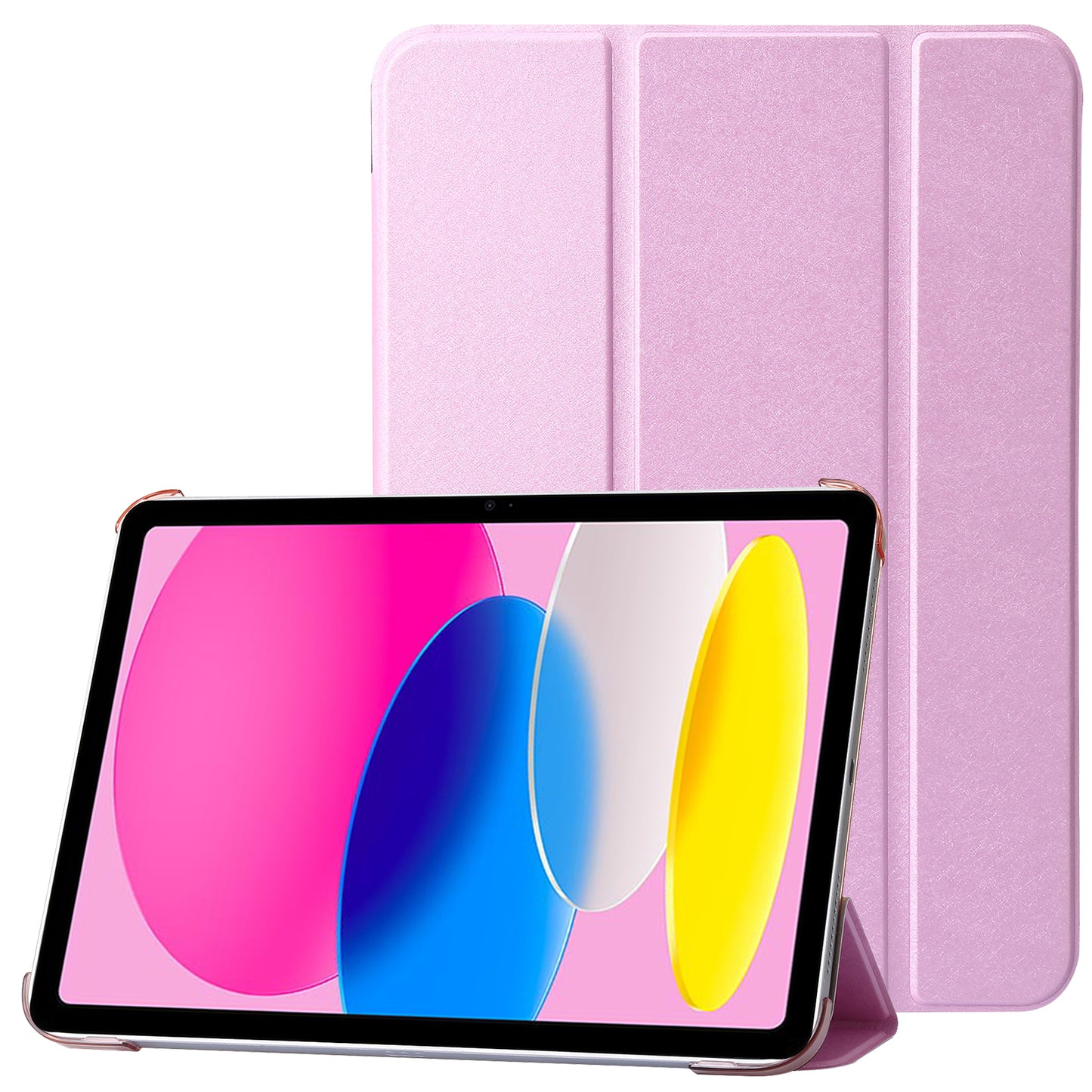 For iPad 10.9 (2022) Silk Texture Protective Case PU Leather+PC Tri-fold Stand Drop-proof Cover