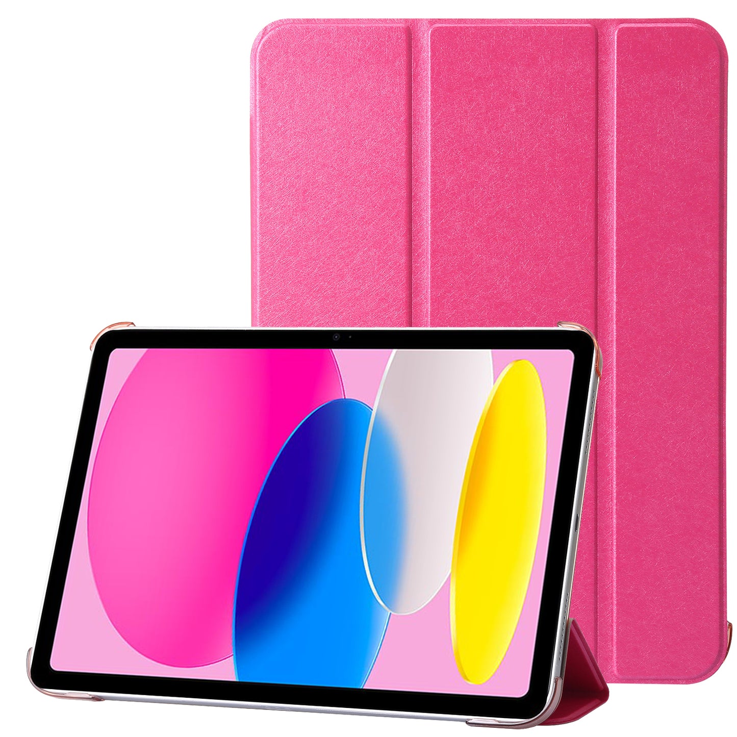 For iPad 10.9 (2022) Silk Texture Protective Case PU Leather+PC Tri-fold Stand Drop-proof Cover