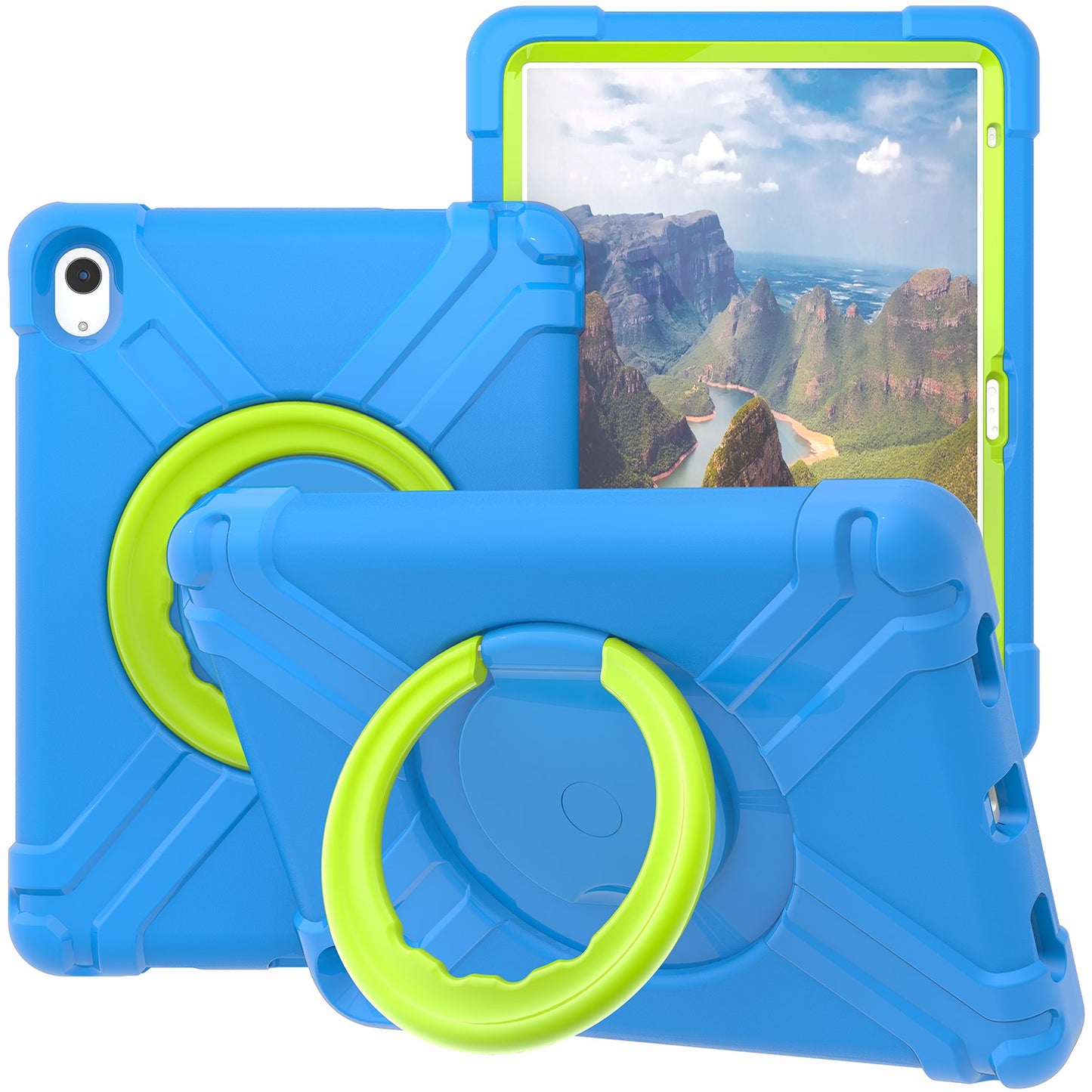 For iPad 10.9 (2022) 360-Degree Rotation Kickstand Tablet Cover Military Anti-drop Protection PC + TPU Case
