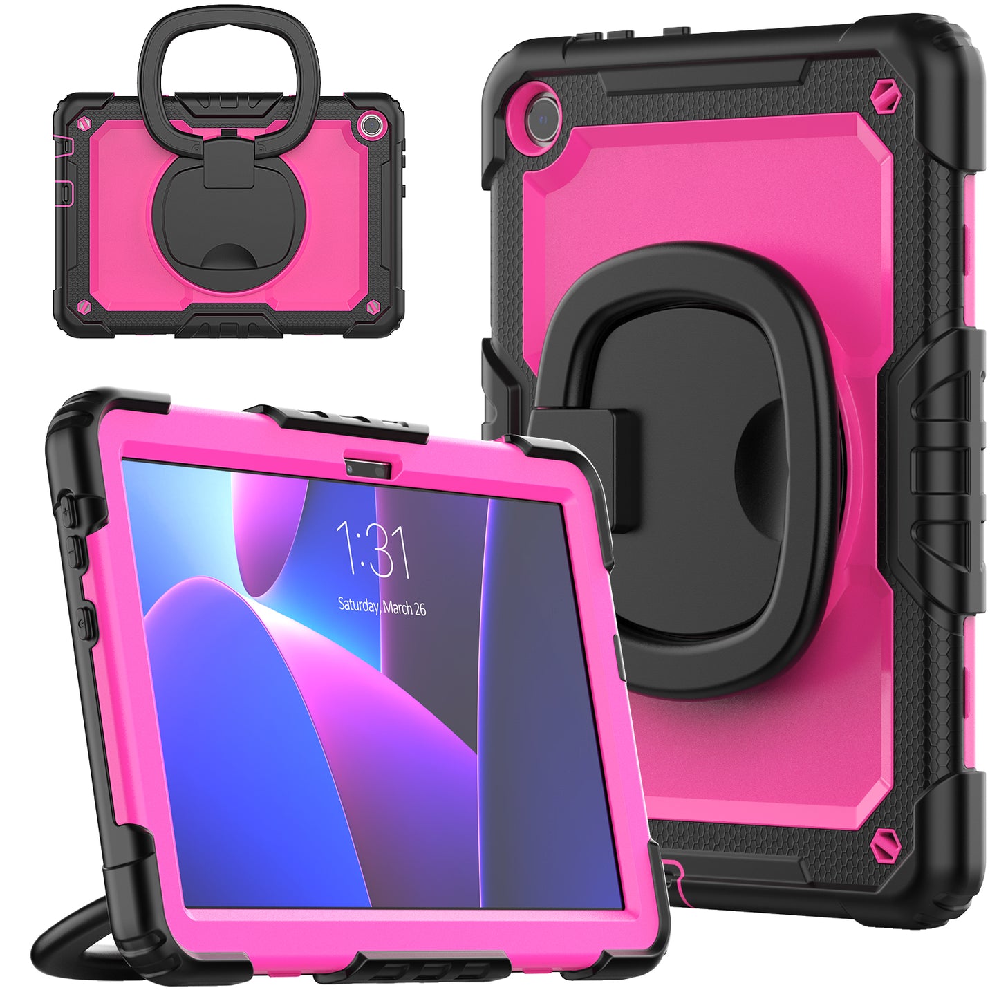 For Lenovo Tab M10 (Gen 3) TB-328FU / TB-328XU PC + Silicone Tablet Cover 360-Degree Rotating Kickstand Anti-drop Case with Shoulder Strap