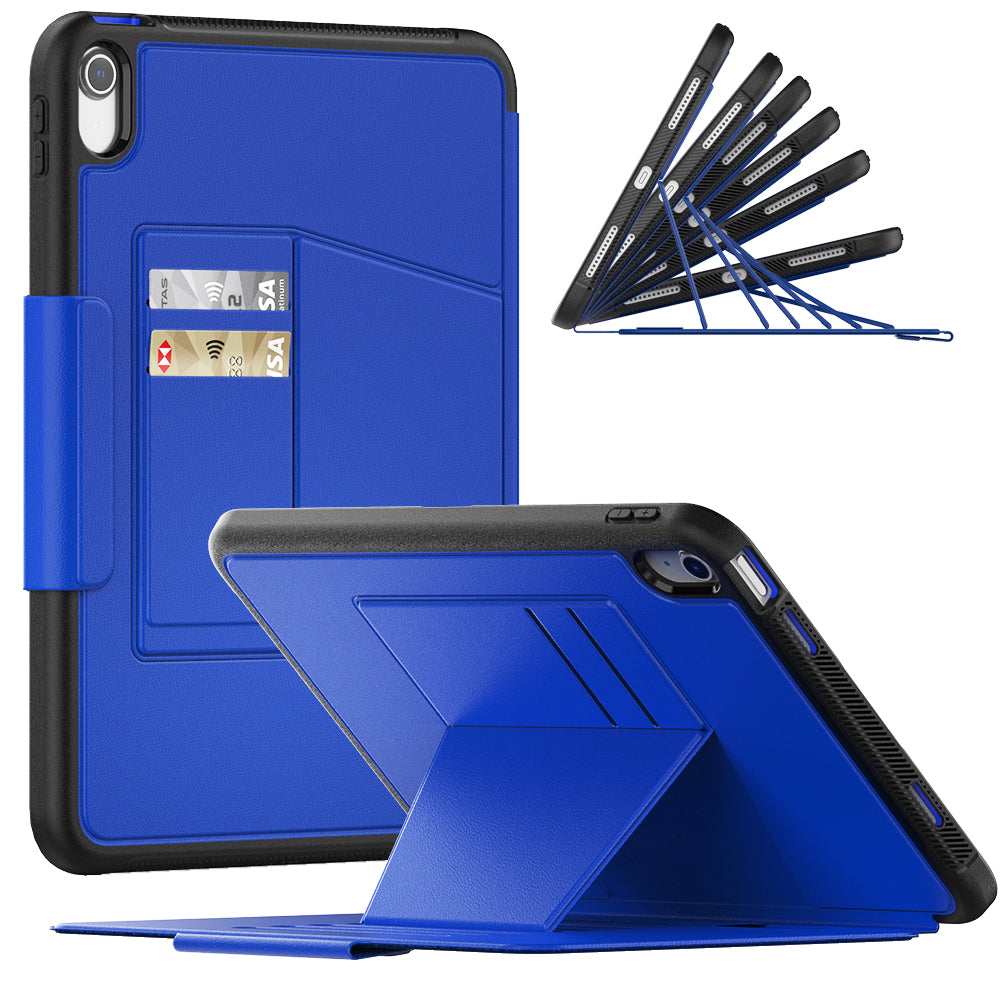 For iPad 10.9 (2022) / iPad 10th Gen PU Leather Tablet Case Kickstand Card Holder Magnetic Cover with Smart Auto Sleep / Wake