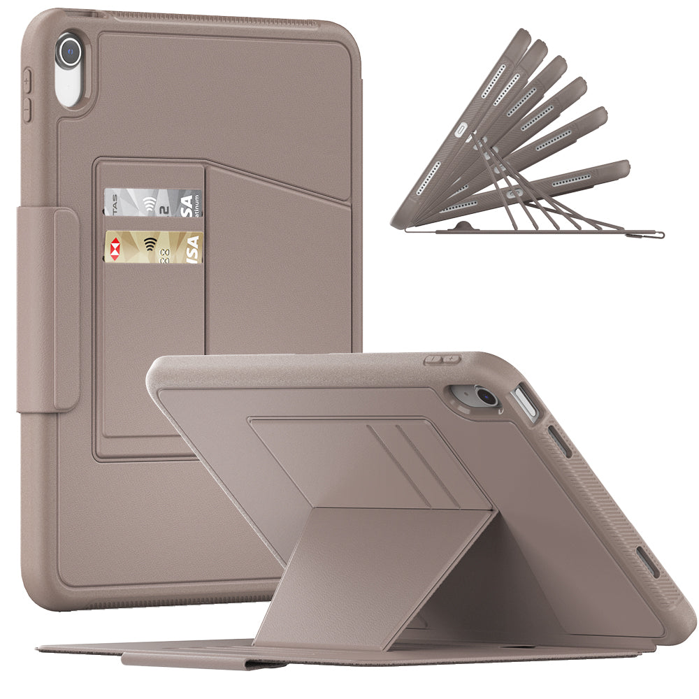 For iPad 10.9 (2022) / iPad 10th Gen PU Leather Tablet Case Kickstand Card Holder Magnetic Cover with Smart Auto Sleep / Wake