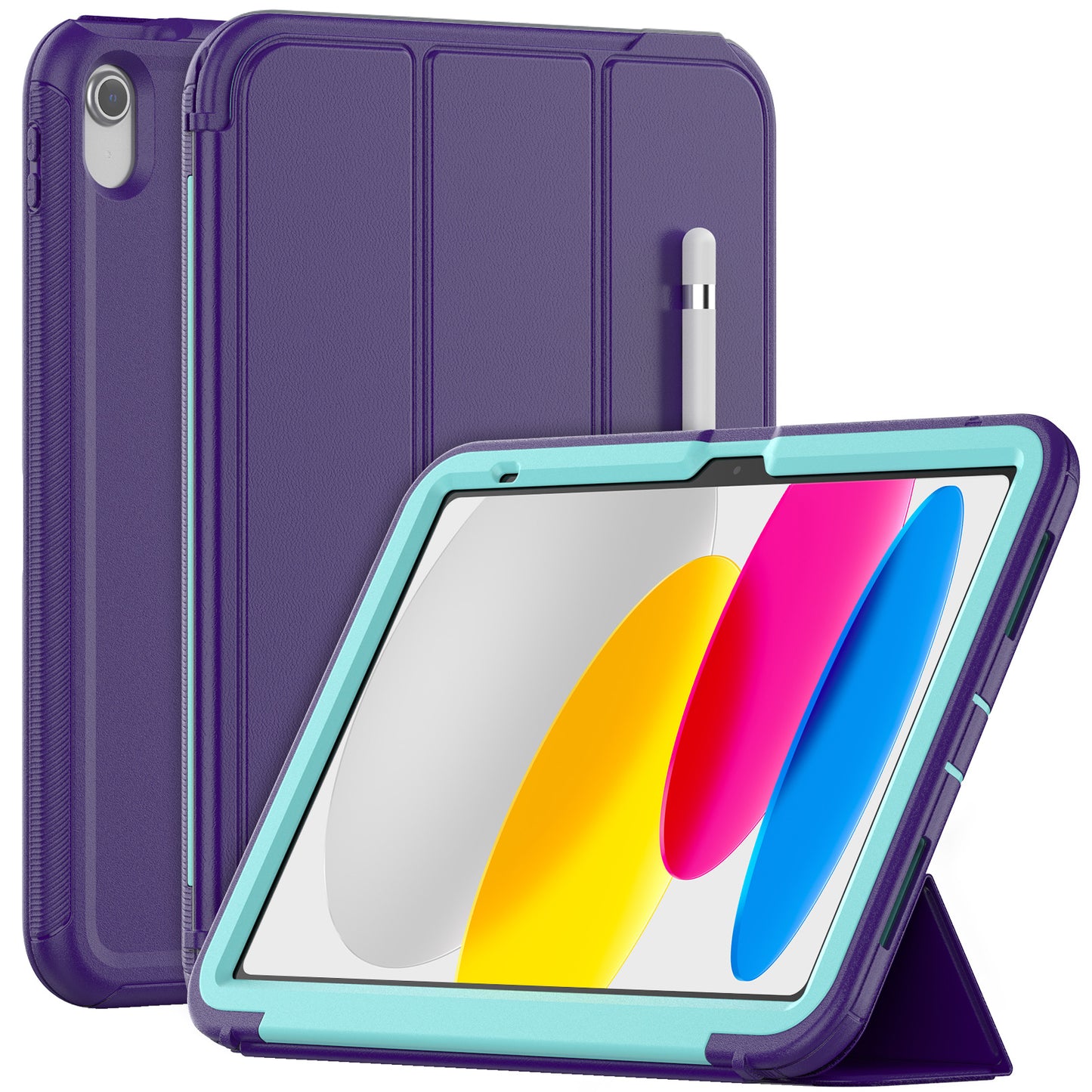 For iPad 10.9 (2022) / iPad 10th Gen PU Leather Smart Auto Wake / Sleep Cover Folding Stand Folio Shockproof Tablet Case