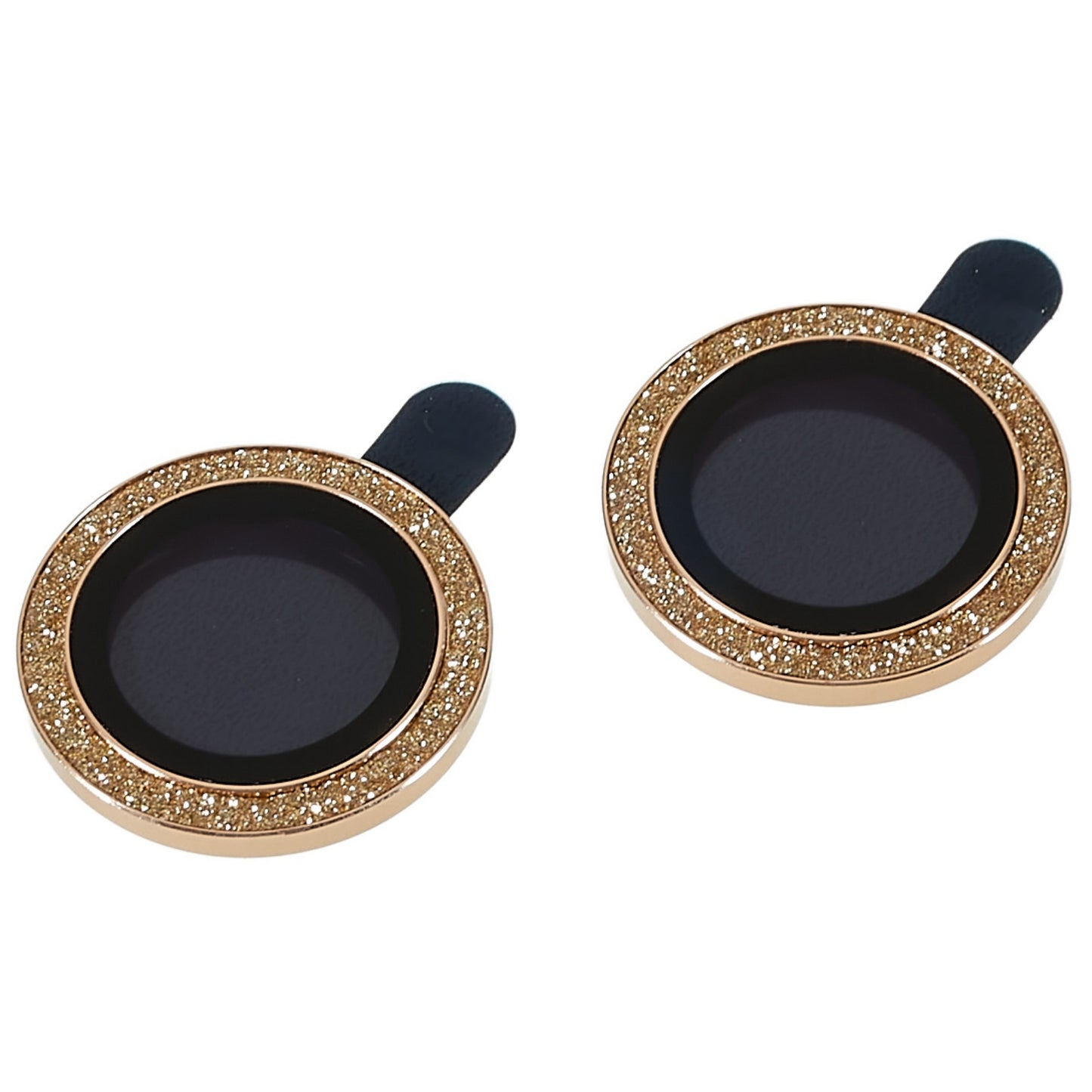 2Pcs / Set for iPhone 14 6.1 inch / 14 Plus 6.7 inch Glitter Rhinestone Camera Lens Protector Metal Ring Tempered Glass Lens Fim