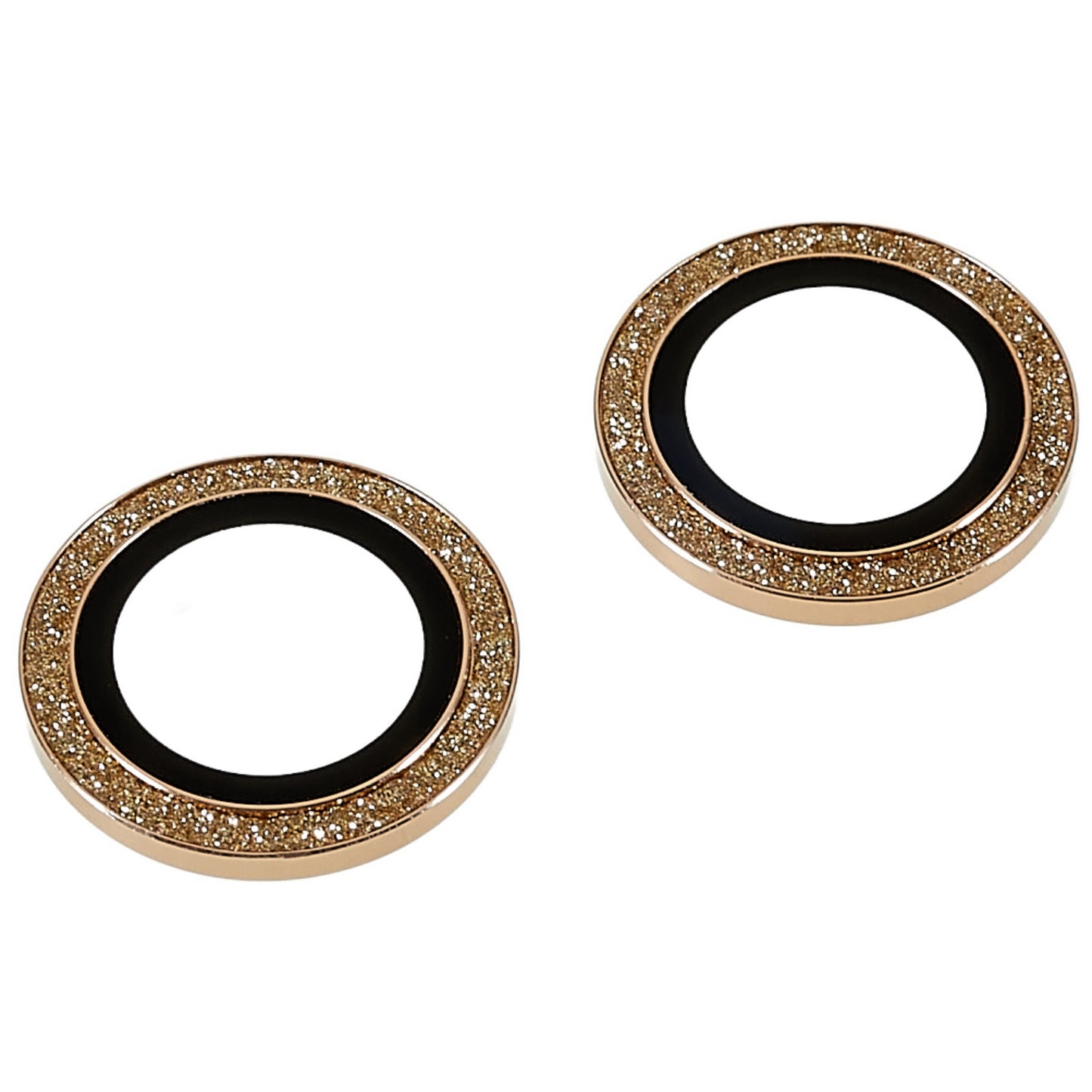 2Pcs / Set for iPhone 14 6.1 inch / 14 Plus 6.7 inch Glitter Rhinestone Camera Lens Protector Metal Ring Tempered Glass Lens Fim
