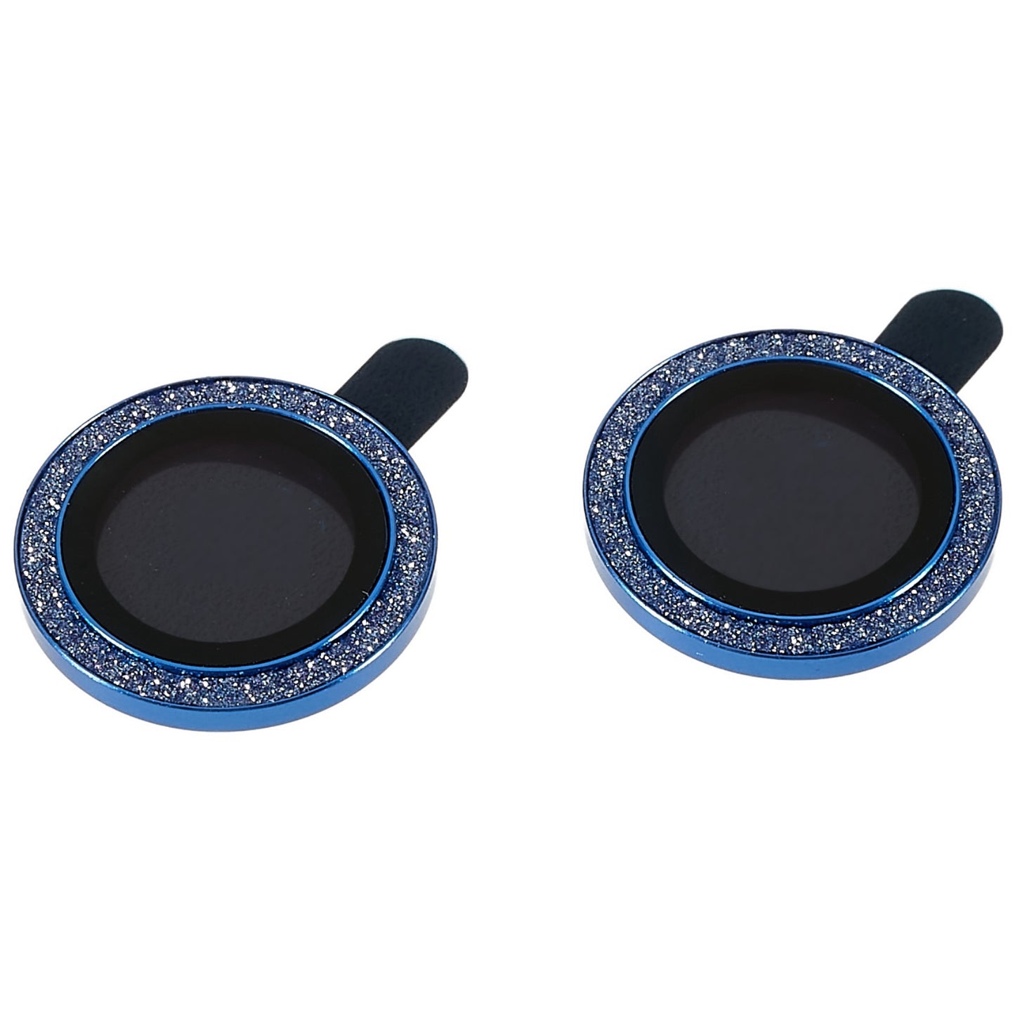 2Pcs / Set for iPhone 14 6.1 inch / 14 Plus 6.7 inch Glitter Rhinestone Camera Lens Protector Metal Ring Tempered Glass Lens Fim
