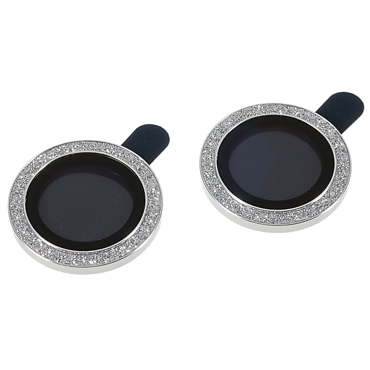 2Pcs / Set for iPhone 14 6.1 inch / 14 Plus 6.7 inch Glitter Rhinestone Camera Lens Protector Metal Ring Tempered Glass Lens Fim