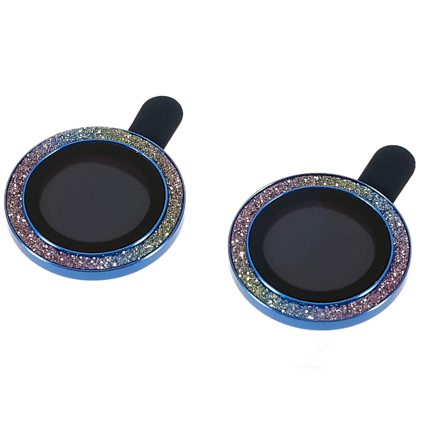 2Pcs / Set for iPhone 14 6.1 inch / 14 Plus 6.7 inch Glitter Rhinestone Camera Lens Protector Metal Ring Tempered Glass Lens Fim