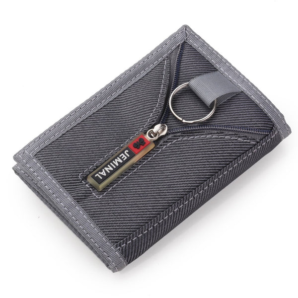 JEMINAL 1420 Solid Color Stitching Nylon Wallet Student Tri-fold Wallet Coin Purse Cards Holder