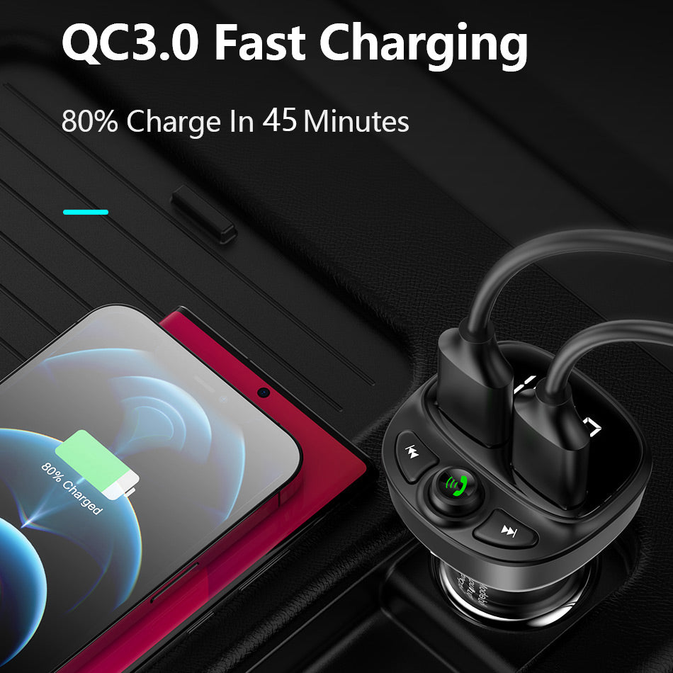FLOVEME YXF216878 QC3.0 Fast Charging Dual USB Car Charger Bluetooth MP3 Player