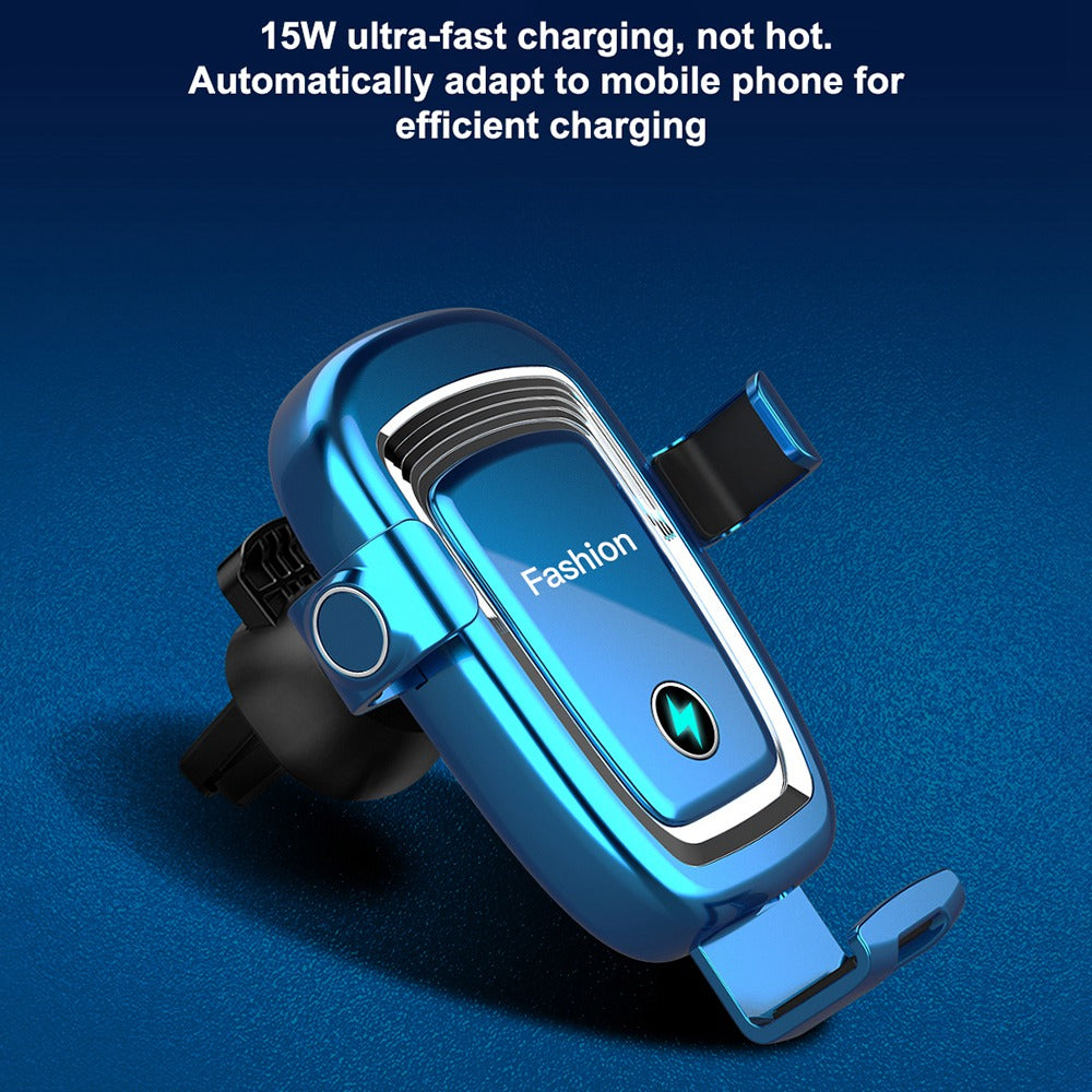 S19 15W Wireless Phone Charger Car Air Vent Holder Mount Gravity Sensing Auto Clamping Phone Stand Holder Qi Wireless Fast Charger