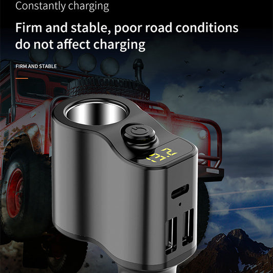 C03 3.1A Dual USB + Type-C Car Charger Voltage Detection Cigarette Lighter Socket Charge Adapter