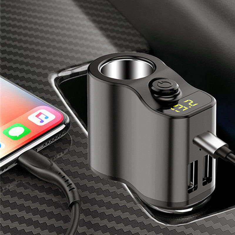 C03 3.1A Dual USB + Type-C Car Charger Voltage Detection Cigarette Lighter Socket Charge Adapter