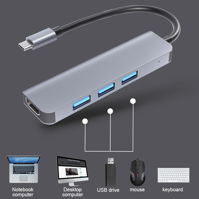 2008N 4-in-1 Multifunction Type-C to Hub Adapter with 3x USB 3.0 Port