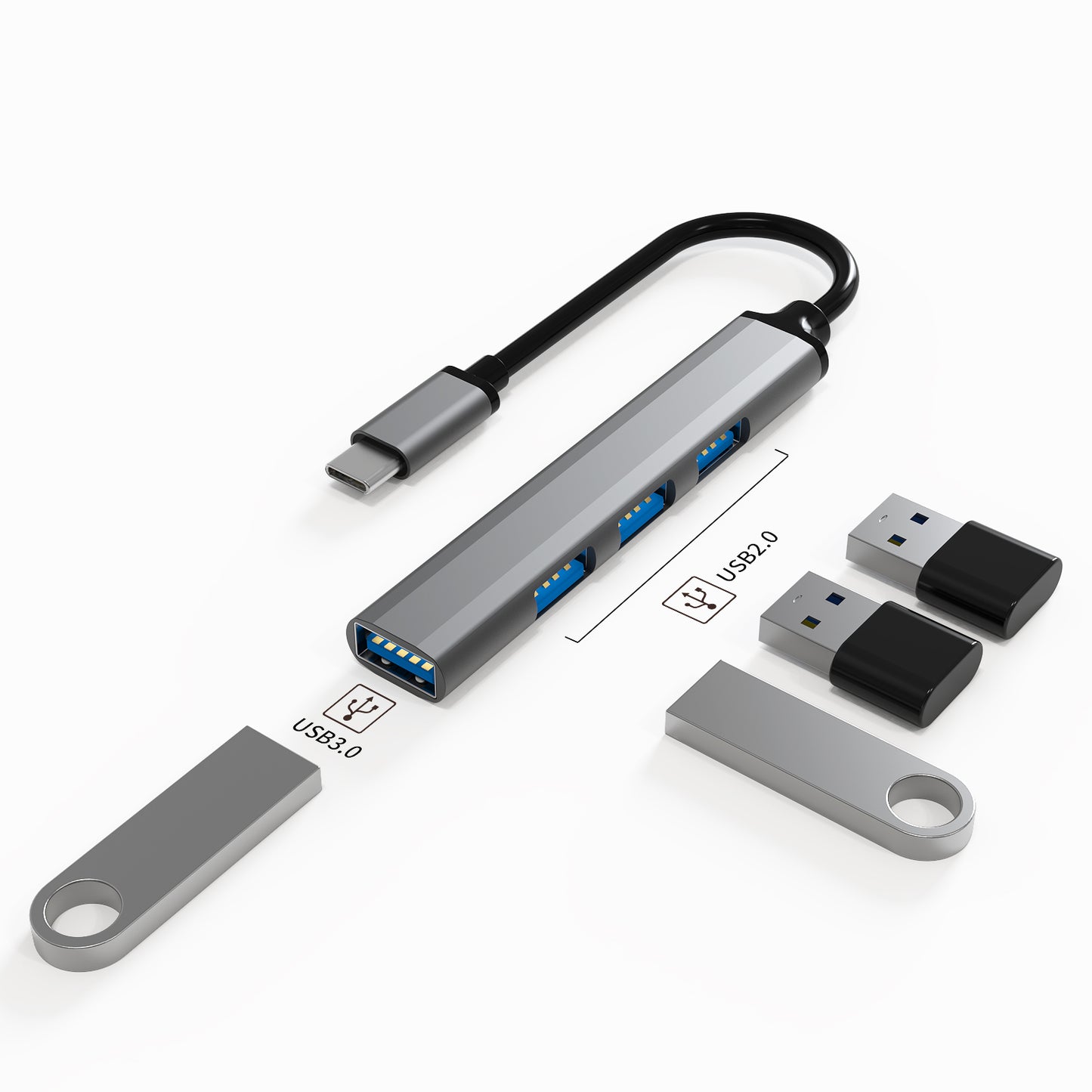 U4-C USB C Hub 3xUSB 3.0+USB 2.0 Convertor Portable Data Transfer Type C Hub Adapter Applicable for Notebook PC/Laptop/USB Flash Drives/Mobile HDD/Mouse