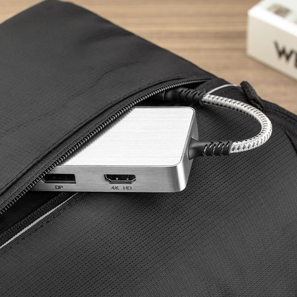 4081-0101RD-03 Type-C Docking Station 5-in-1 Multi-Port Hub Adapter USB Extender USB-C to PD100 + 3.5mm + HD + DP + VGA Converter Support HD/VGA/DP Sync Screen 10Gbps Data Transmission