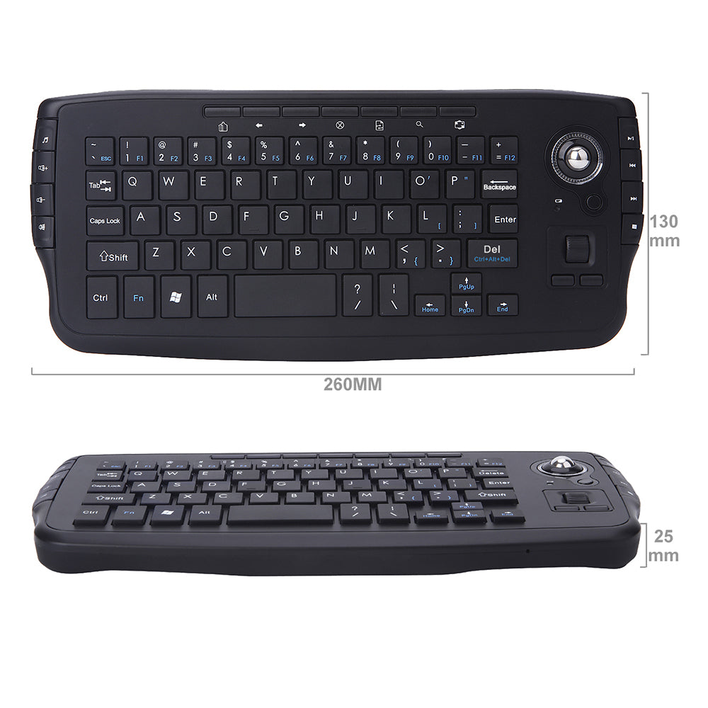 2.4G Wireless Keyboard Multimedia 1200DPI Trackball Air Mouse for Laptop PC